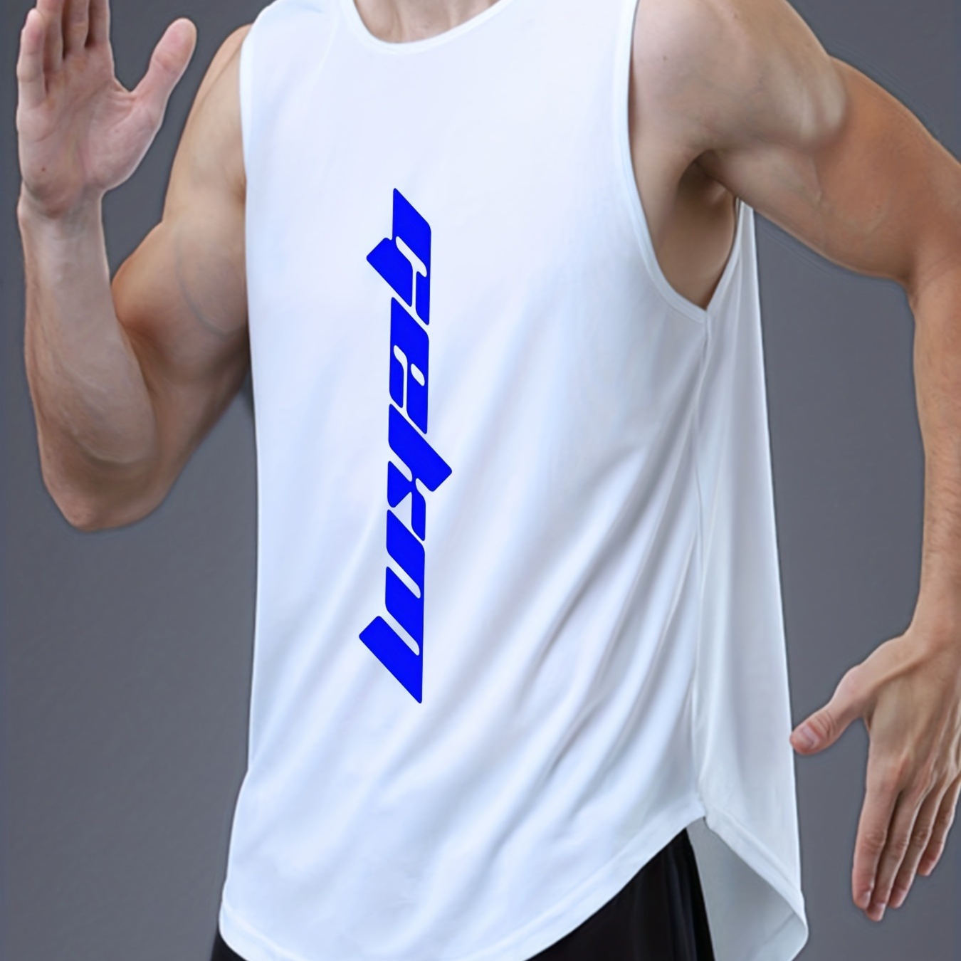 

Men's Stylish Sleeveless Shirt - Perfect For Summer Outdoor & Indoor - Quick Dry & Breathable Letter Print Slightly Stretch Crew Neck Tank Top