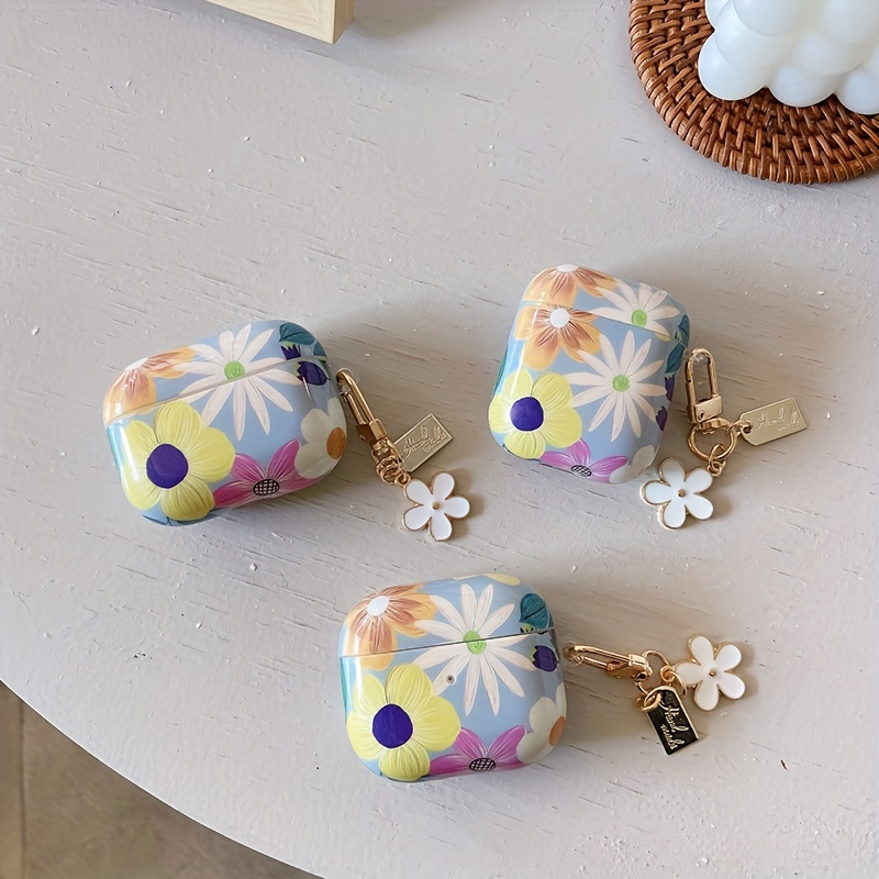 Wave Headphone Case For Airpod 2 3 Case Cute Flower Beads Pendant