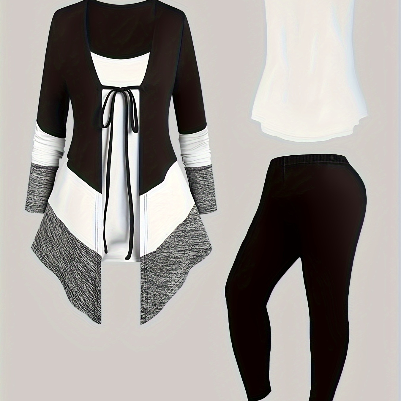 

- Set, Long Sleeve Tie & Cami Top & Leggings Outfits, Women's Clothing