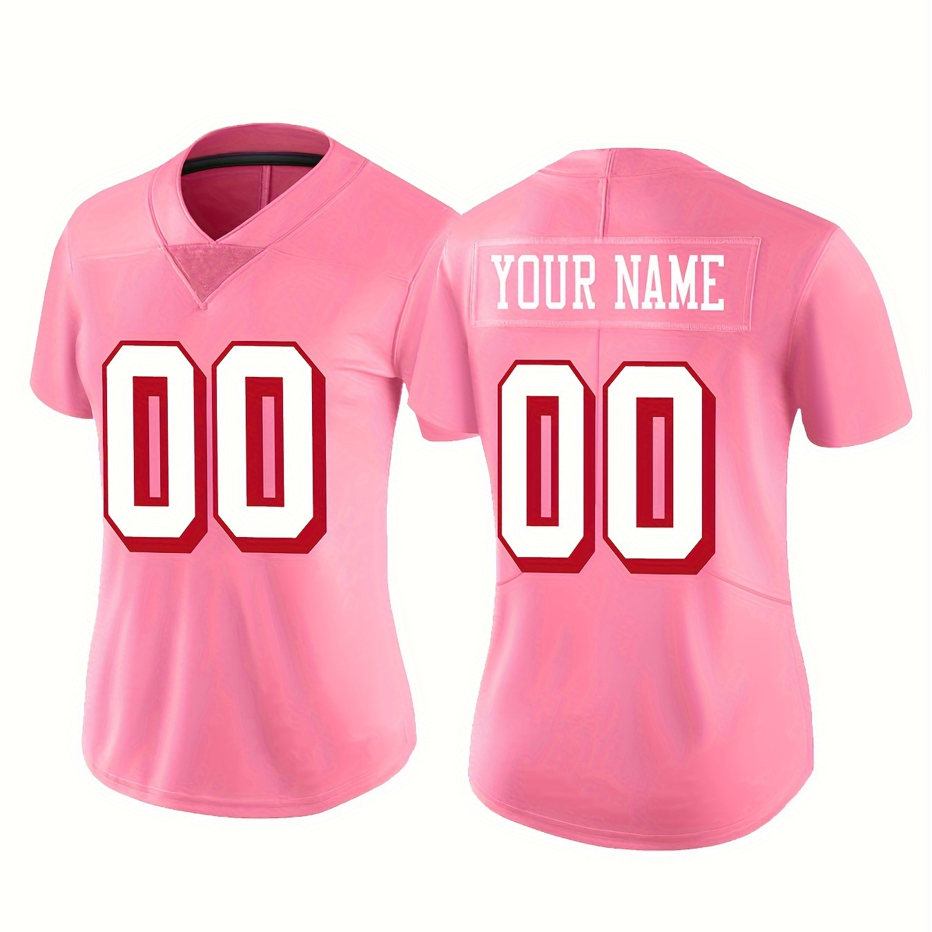 

Custom Women's Football Jersey - 100% Polyester Knit Fabric, Personalized Embroidered Name And Number, Slight Stretch V-neck Sports Shirt For All Seasons