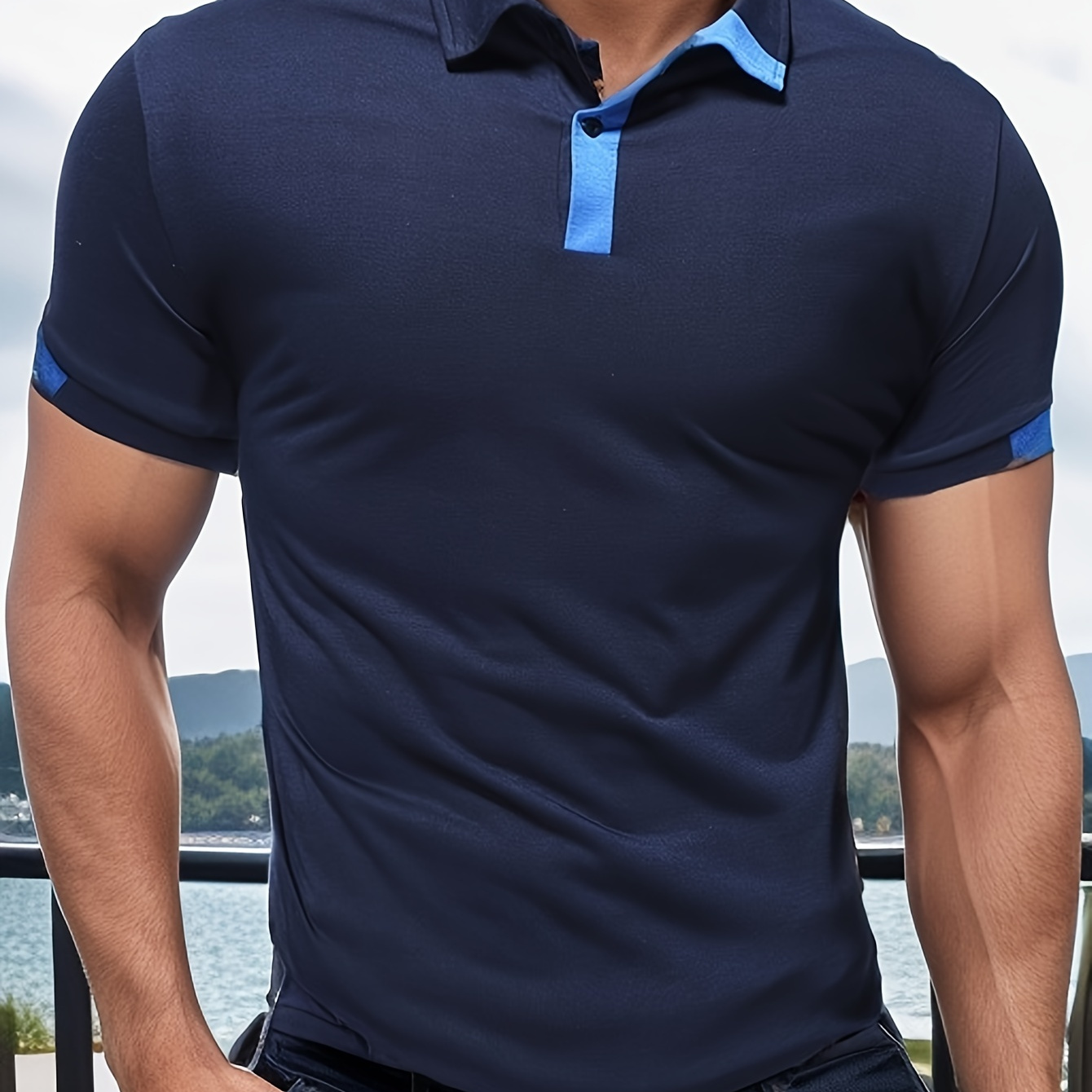 

Men's Slim Fit Short Sleeve Golf T-shirt For Summer, Business Mature Tennis Shirt