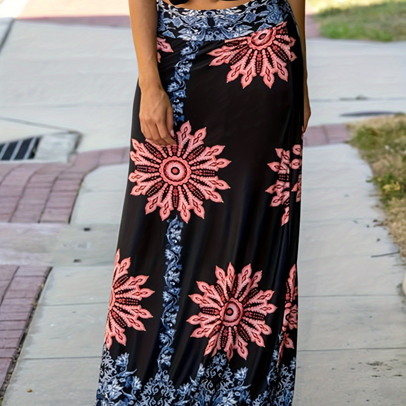

Print High Waist Skirt, Elegant Loose Skirt For , Women's Clothing