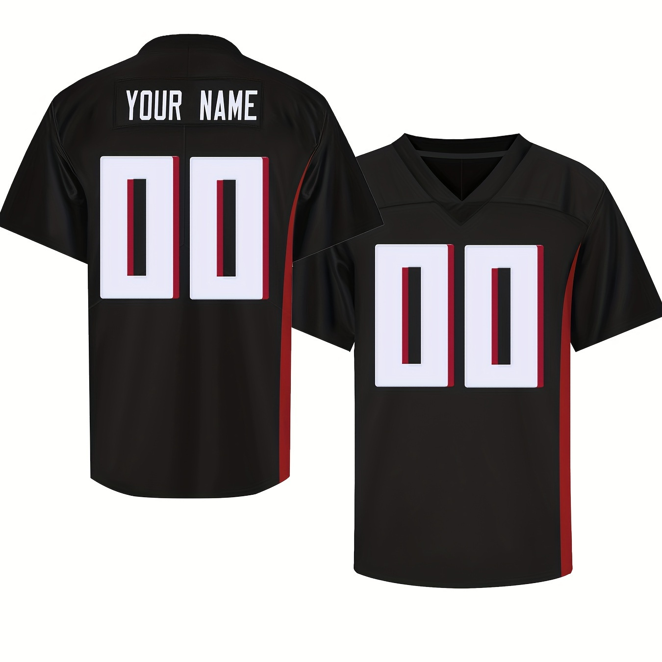 

Customized Name And Number Design, Men's Short Sleeve Loose V-neck Embroidery Personalized American Football Jersey, Outdoor Rugby Jersey For Team Training