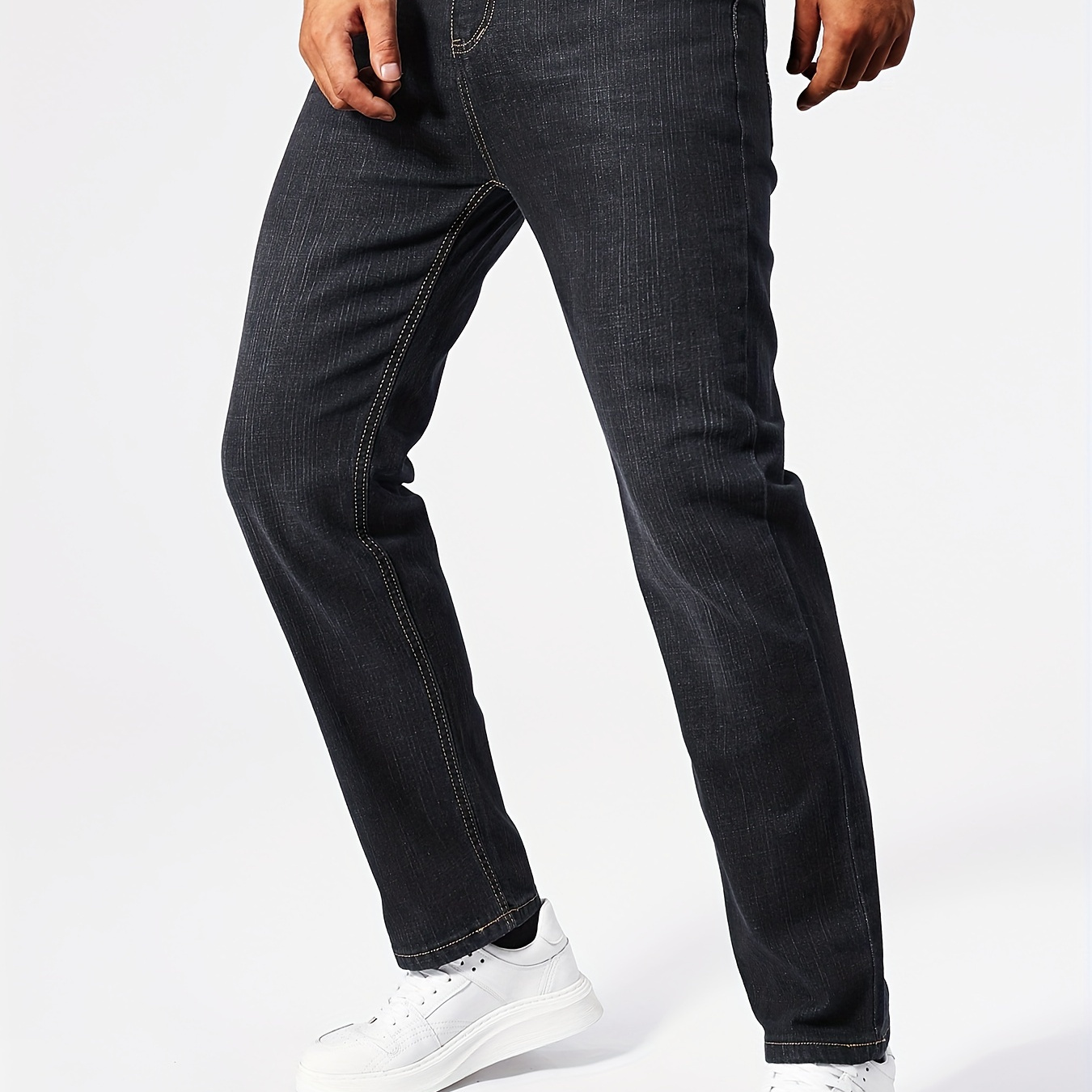 

Classic Design Semiformal Jeans, Men's Casual Stretch Denim Pants For Business