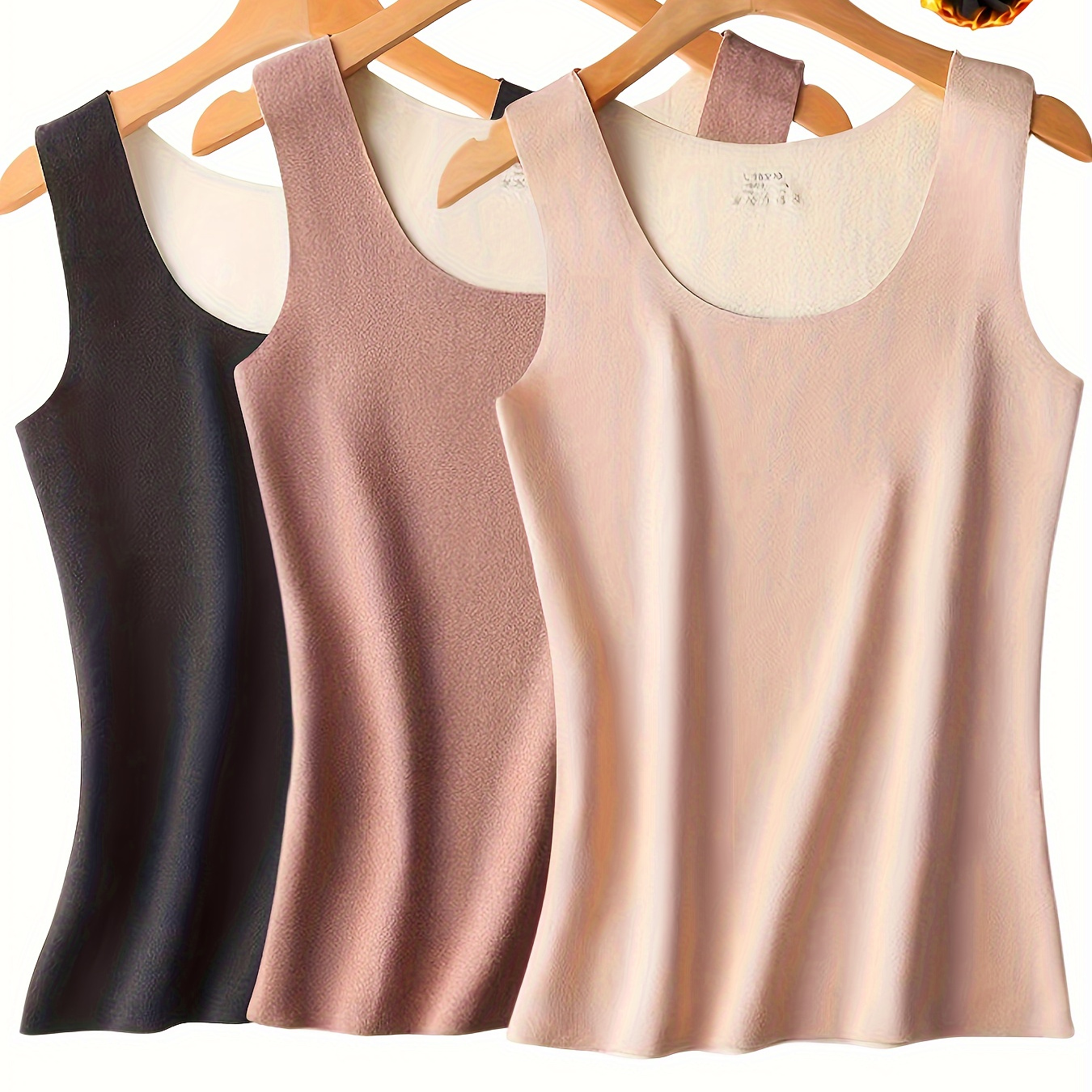 

3pcs Seamless Thermal Underwear, Soft & Comfortable Sleeveless Base Top, Women's Lingerie & Sleepwear