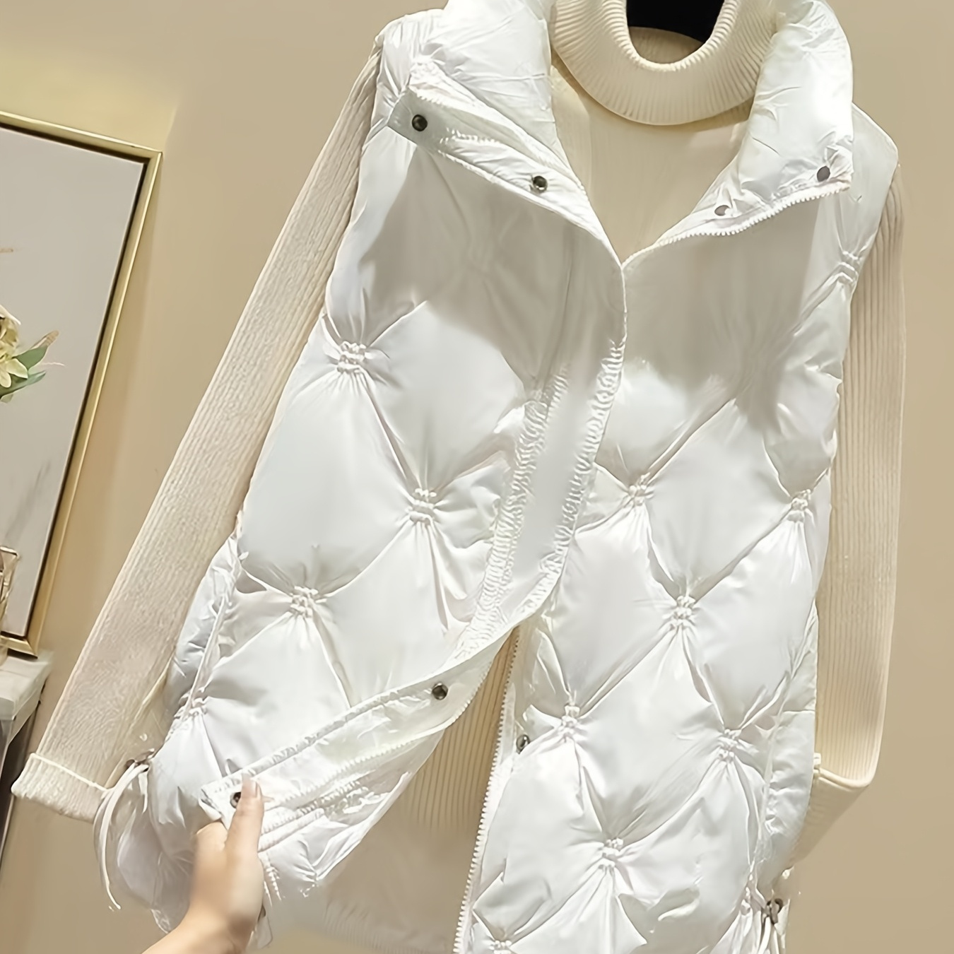 

Women's Fashionable 2024 Autumn/winter Vest - Korean Style Warm Sleeveless Jacket With Stand Collar, & Dual Pockets, Polyester, Cape, Fashion Vest, Style, Autumn/winter