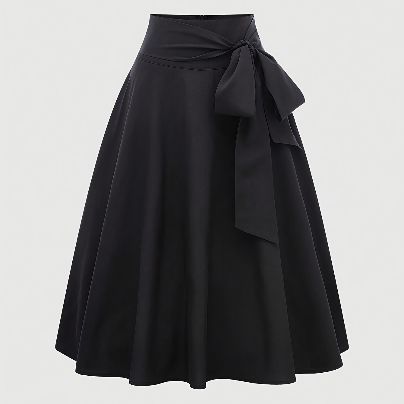 

Elegant Polyester Skirt With Side Tie - Solid Color, Woven, Women'