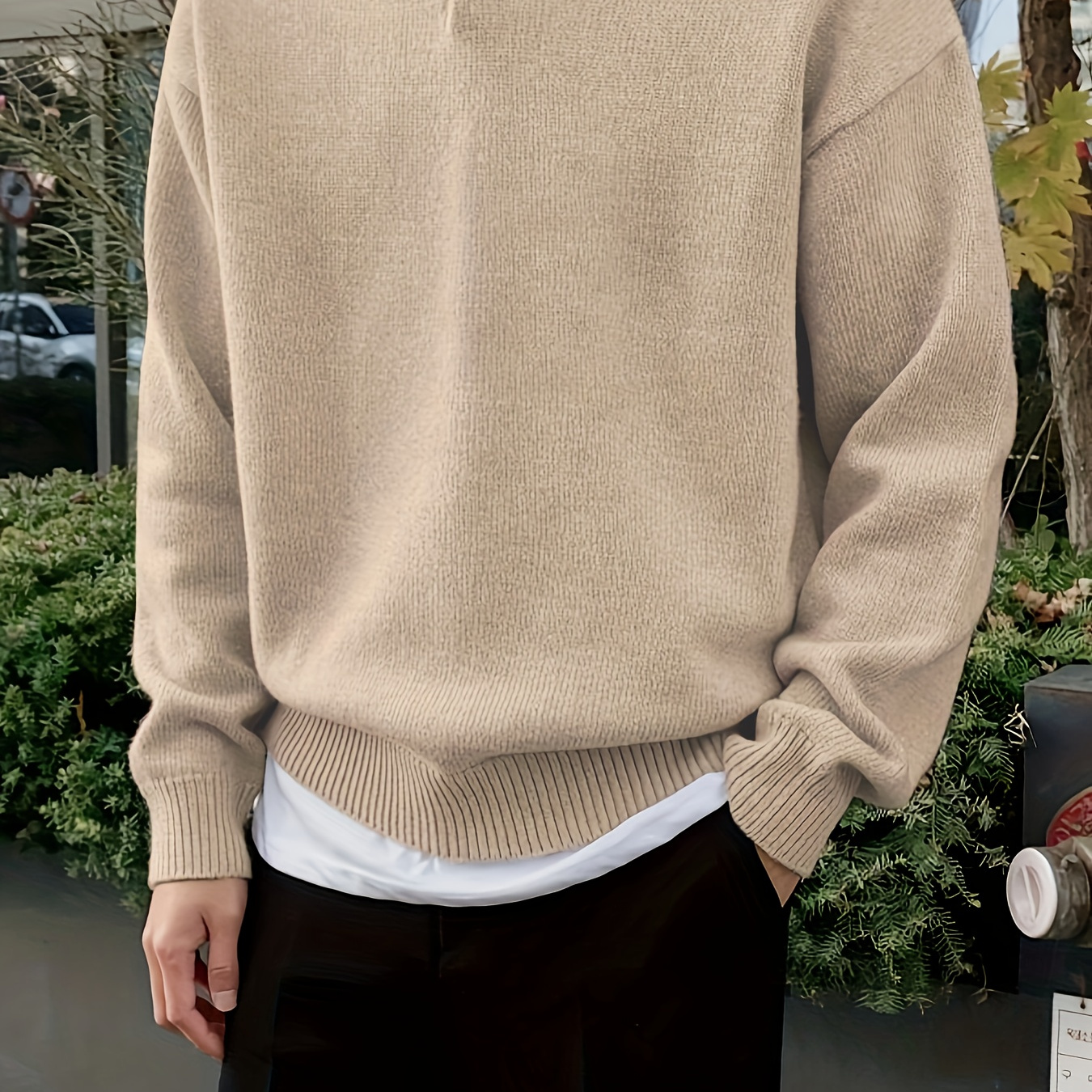 

Men' Color Button Design Sweater, Loose Knit Sweater For Autumn And Winter .