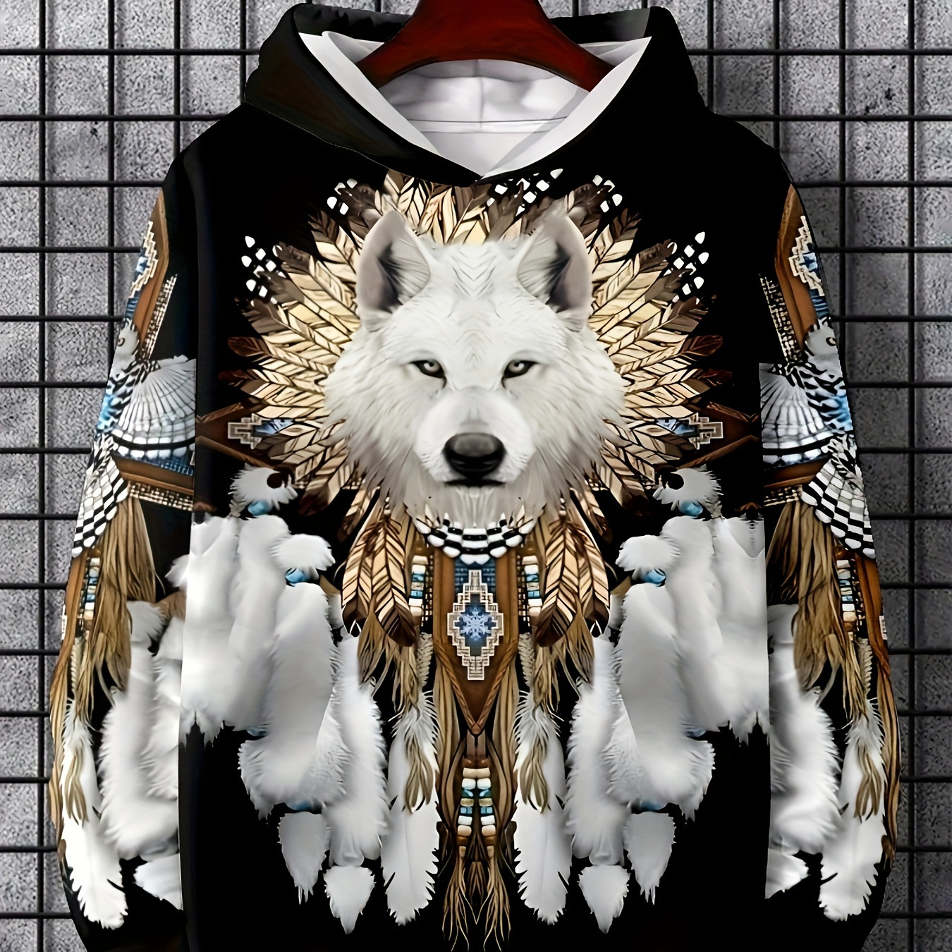 

3d Printed Wolf Sweatshirt - Long Pullover , Knit , 100% - Regular /fall