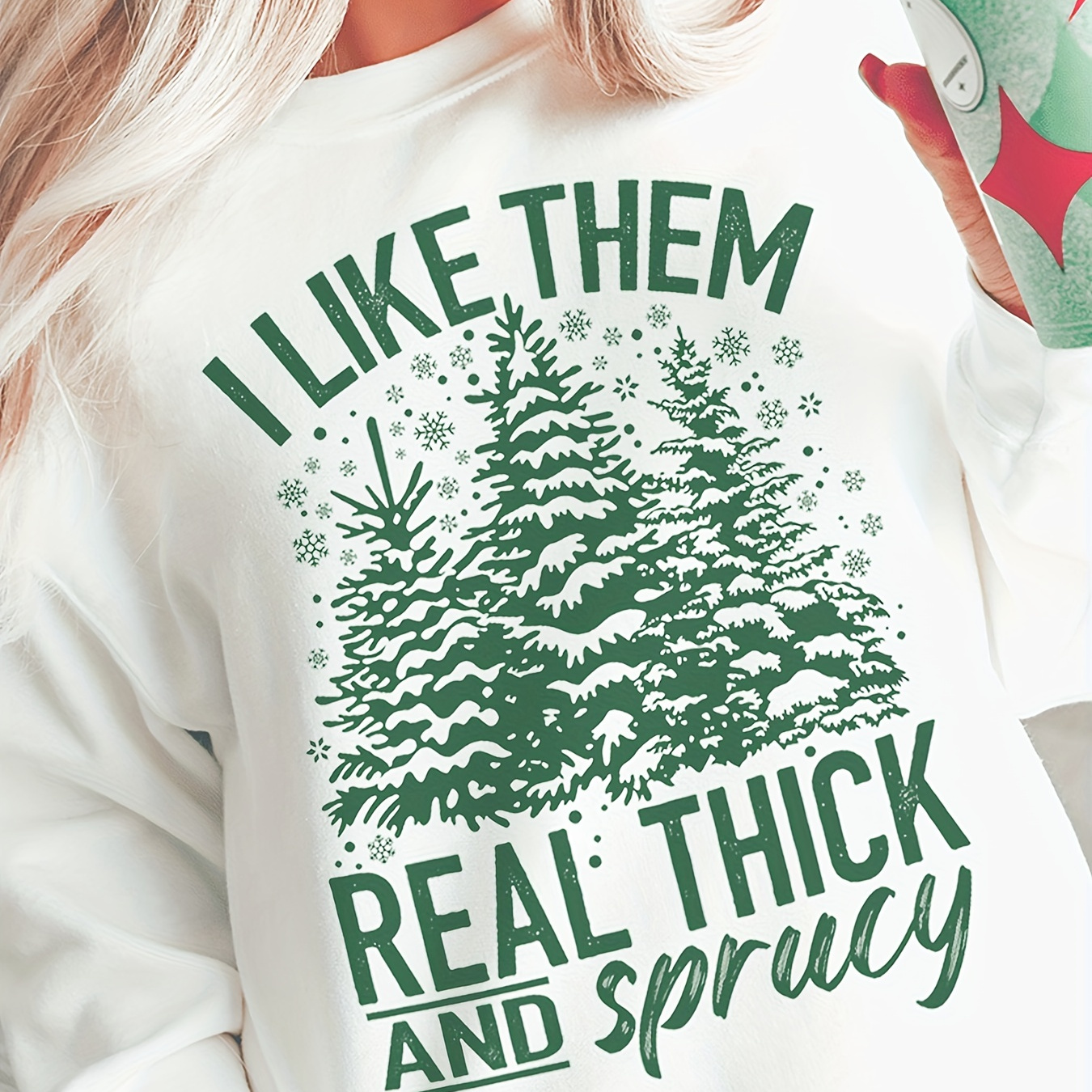 

Christmas Tree & Letter Print Loose Sweatshirt, Casual Long Sleeve Crew Neck Sweatshirt, Women's Clothing
