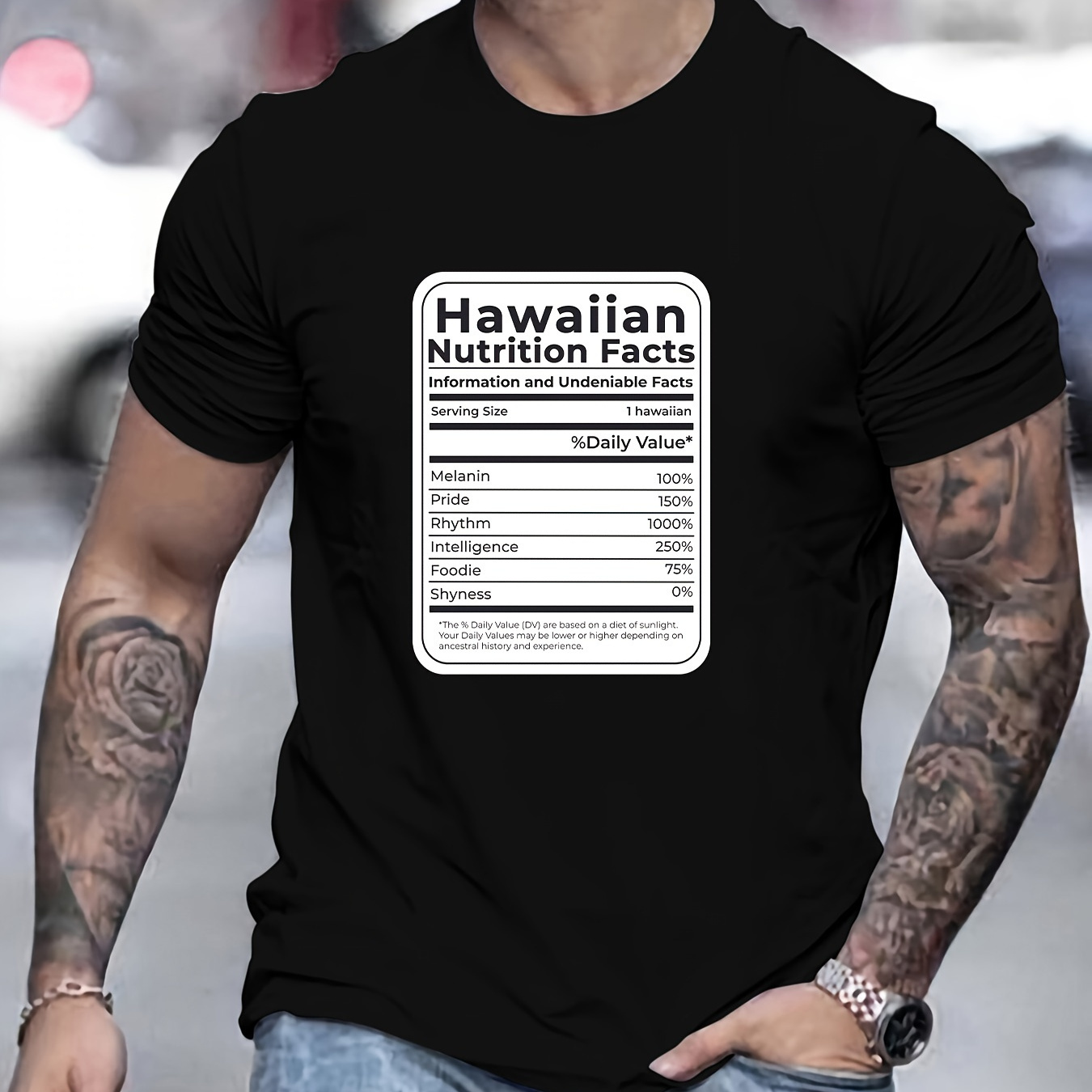 

Men's Hawaiian Print Short Sleeve T-shirts, Comfy Casual Elastic Crew Neck Tops For Men's Outdoor Activities