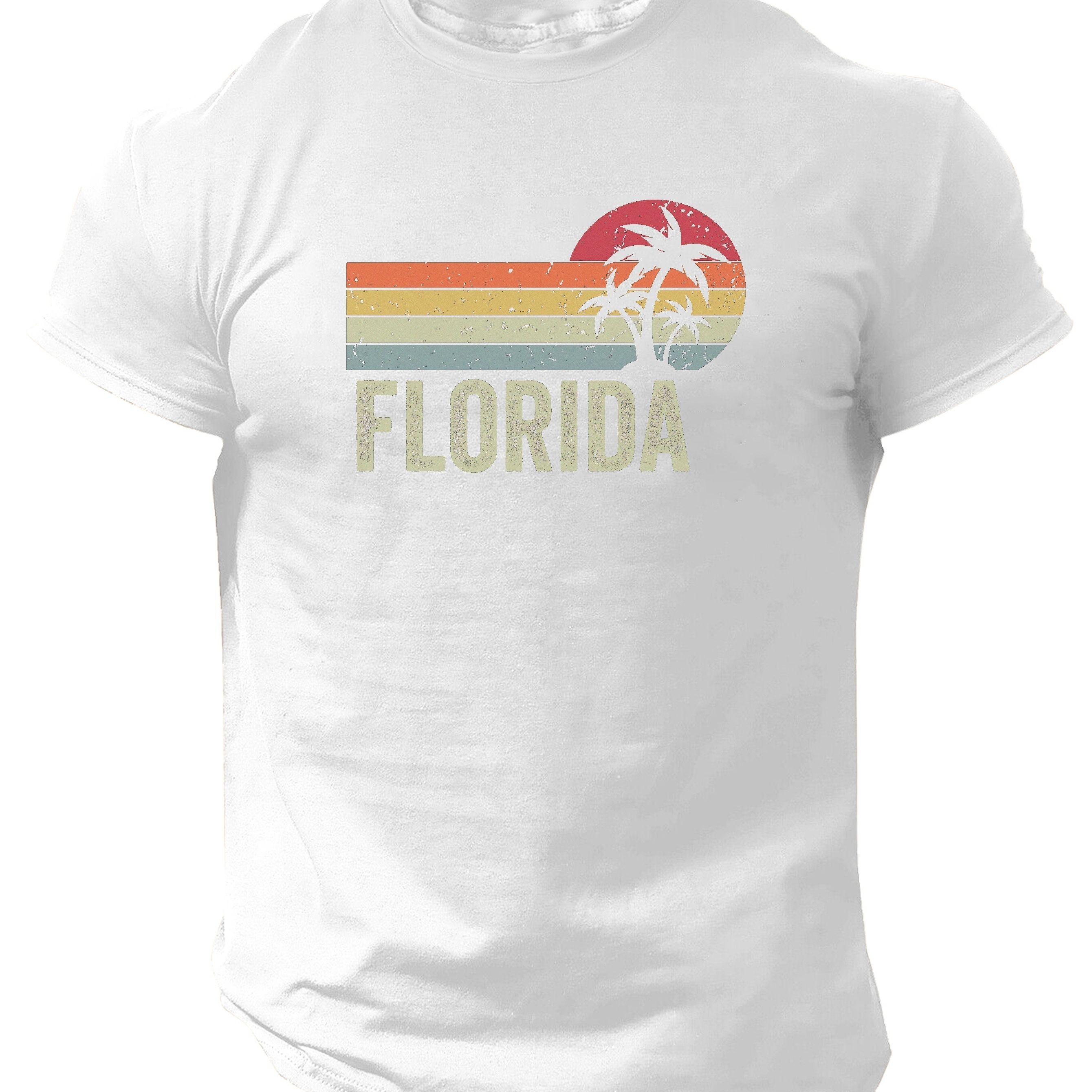 

Florida Print T Shirt, Tees For Men, Casual Short Sleeve T-shirt For Summer