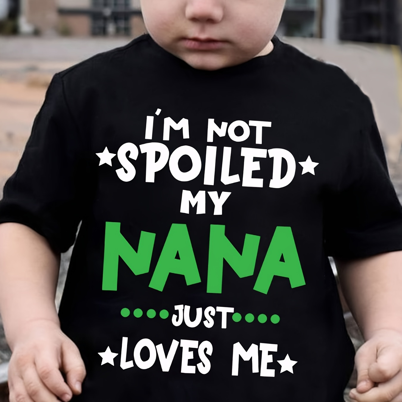 

Nana Loves Me Print Boy's T-shirt, Lightweight And Comfortable Short Sleeve T-shirt, Boy's Summer Clothing