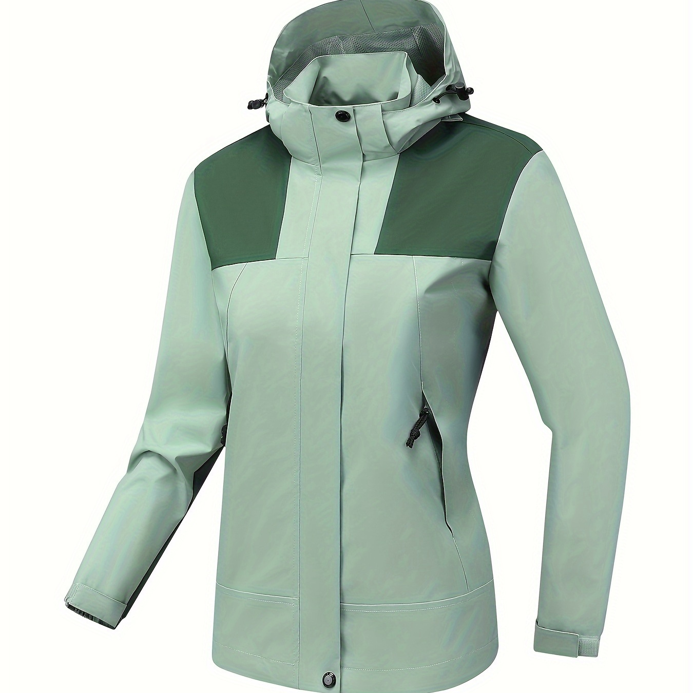 

Women's Outdoor Sports Jacket, Single Layer Water Resistant Coat For Hiking, Casual Hooded Outerwear, Fall & Winter