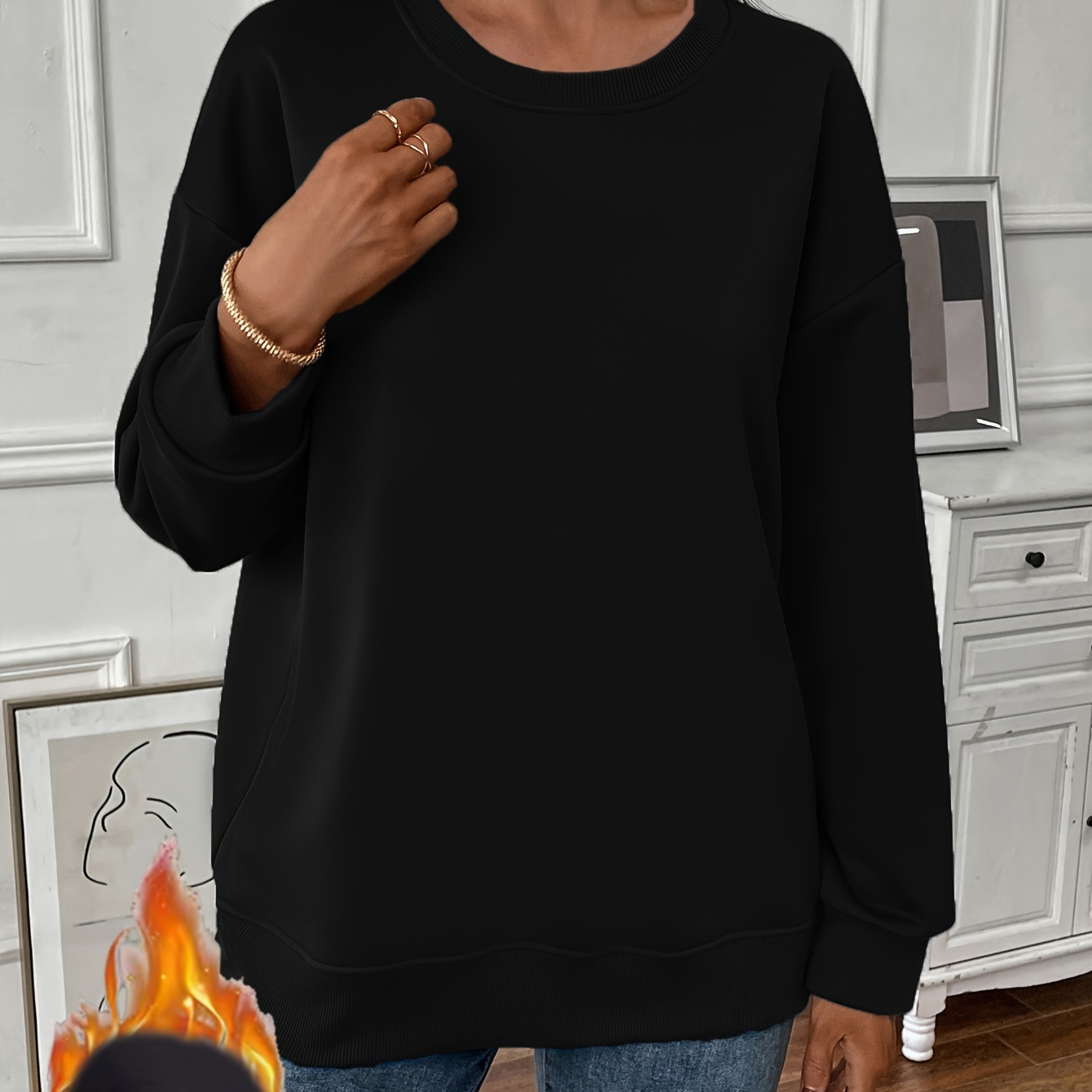 

Fleece-lined Sweatshirt For - Pullover, For Fall &