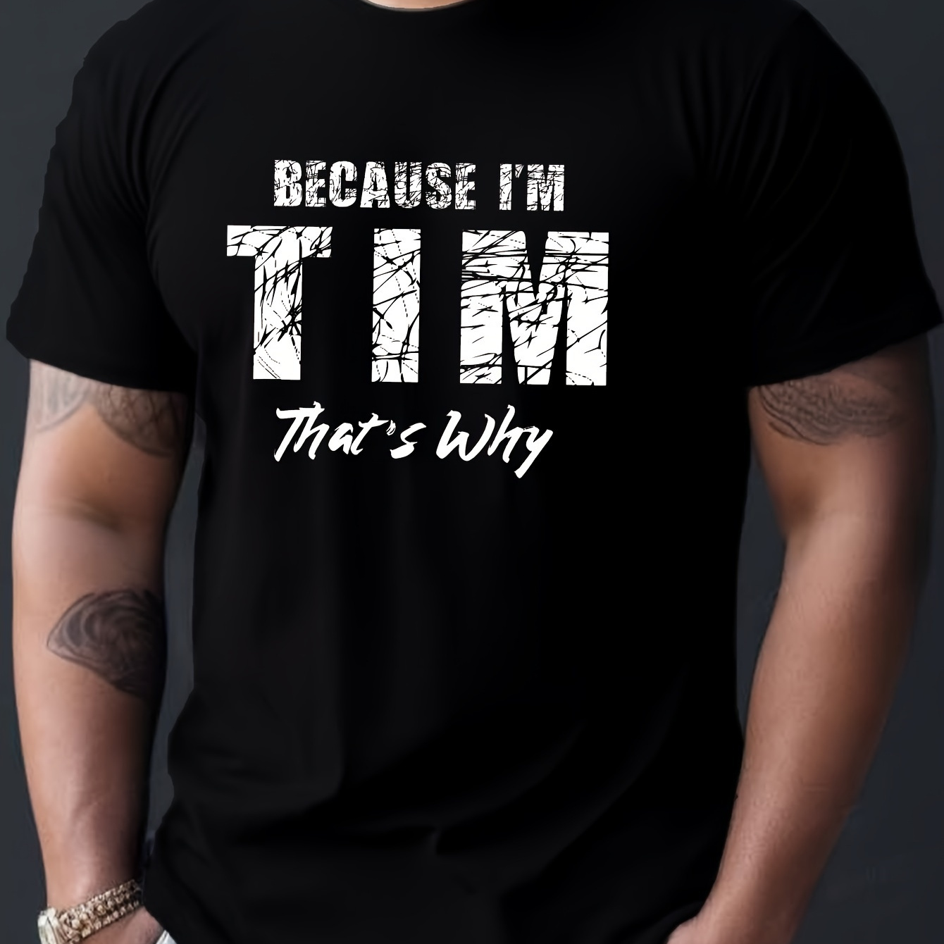 

I Am Tim Print T-shirt, Summer Men's Casual And Comfortable T-shirt, Men's Short Sleeve Top Suitable For Daily Activities