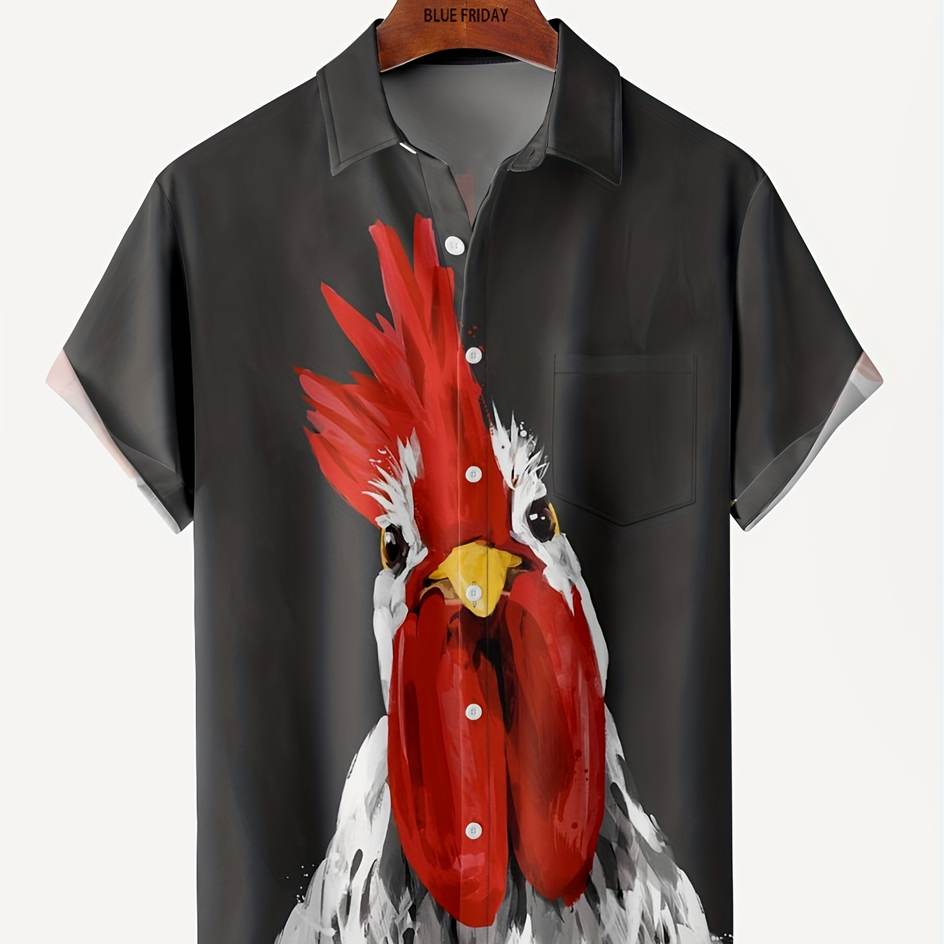 Plus Size Men's Rooster Short Sleeve Shirts Tops Summer Comfy