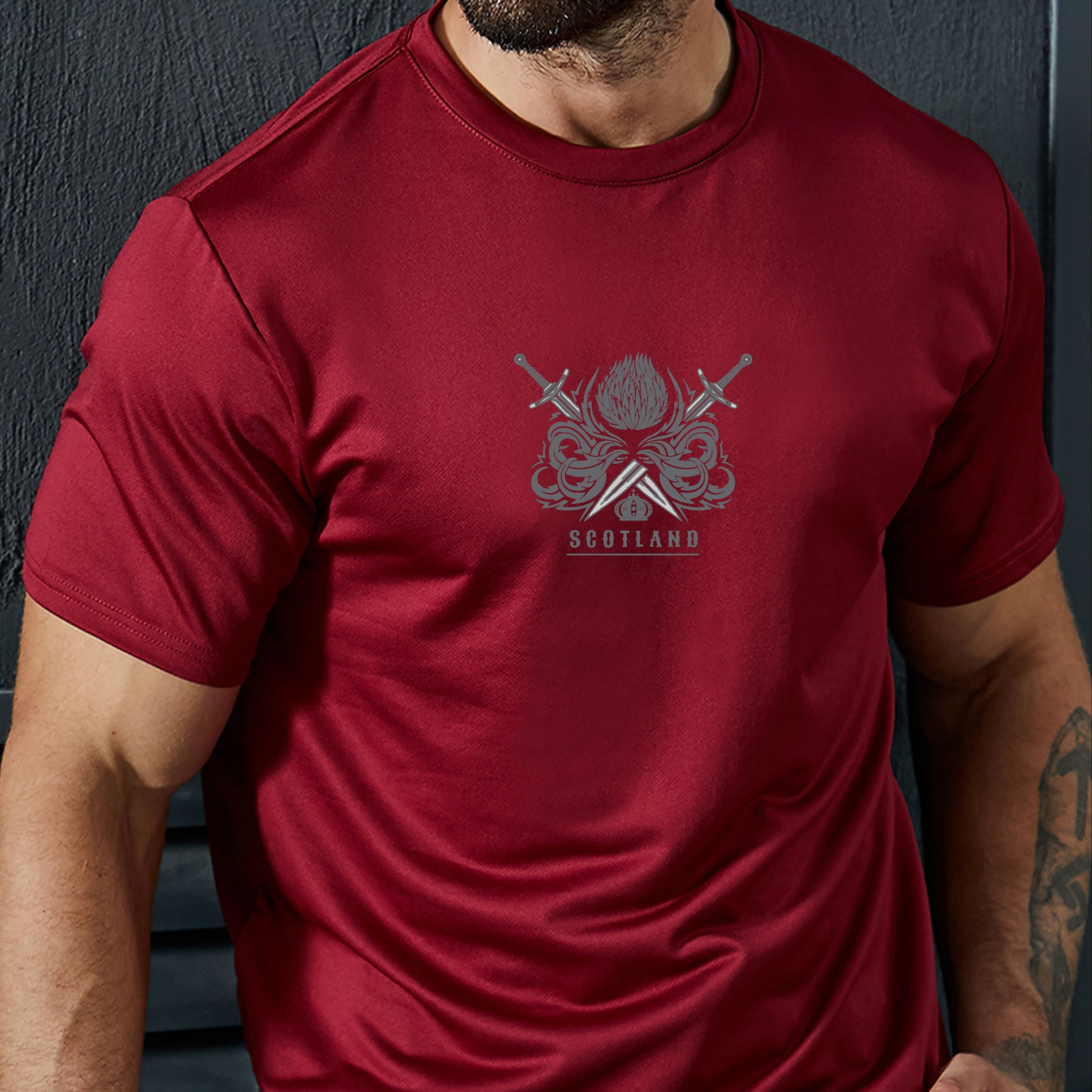 

Scotland Print T-shirt - Men's Comfy Breathable Short Sleeve Tees For Summer