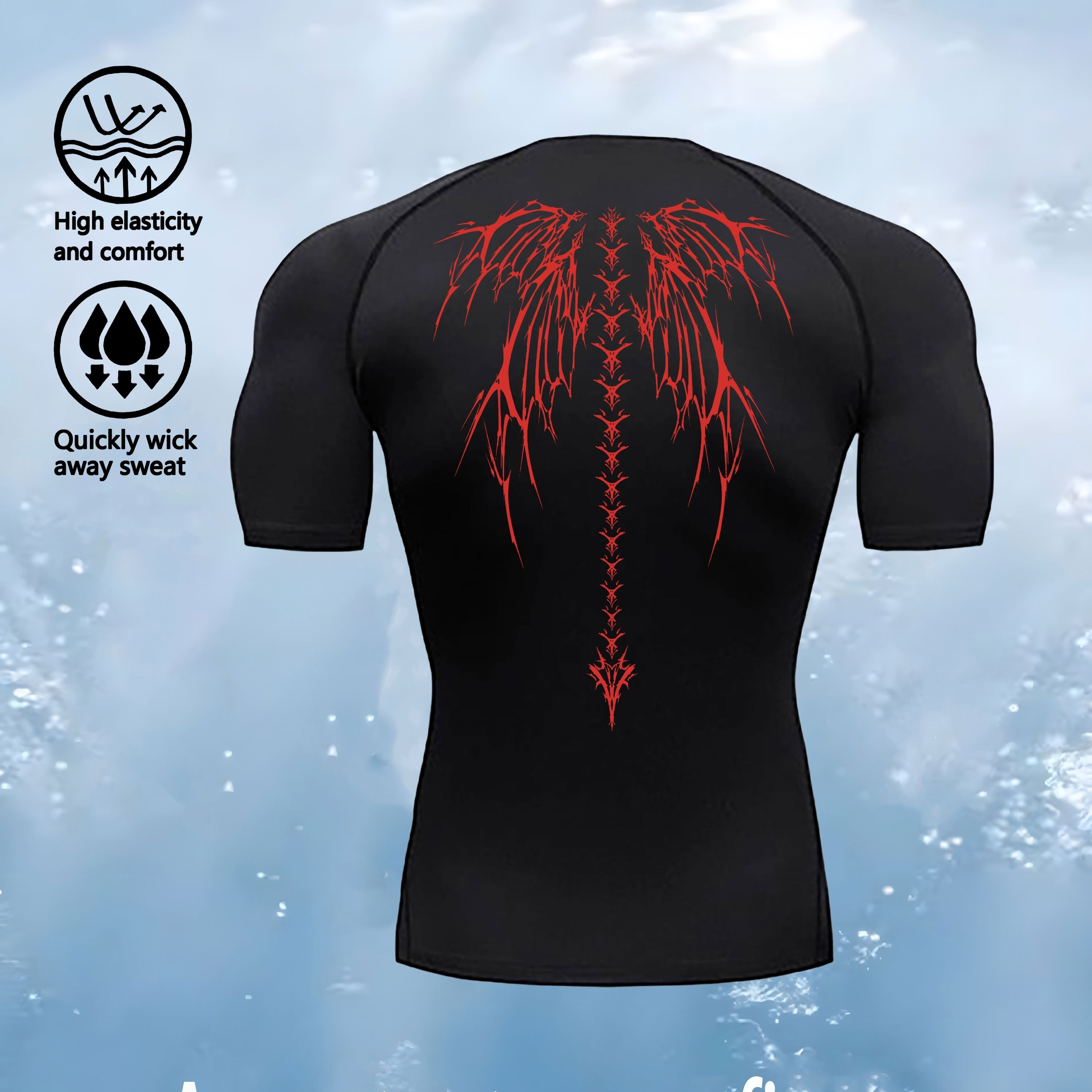 

Men's Muscle Fit T-shirt With Wings Print For Outdoor Gyms, Running, And Fitness