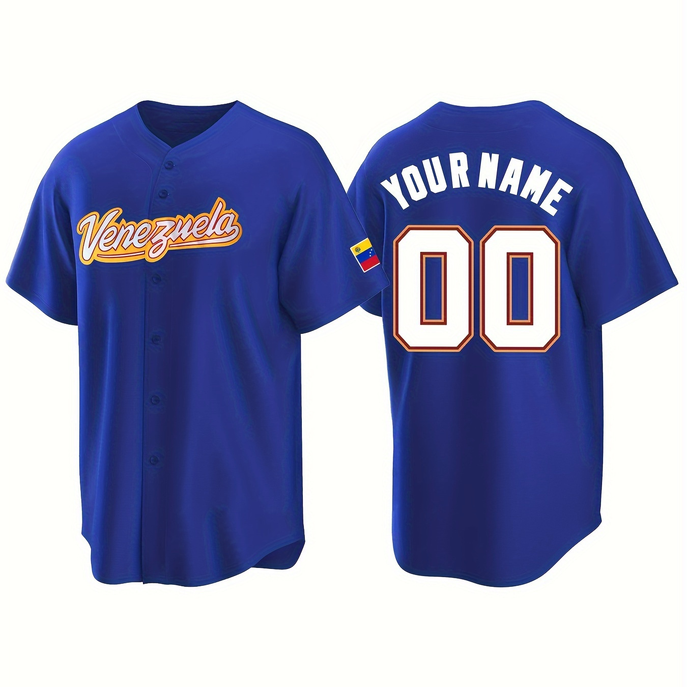 

Men's Customized "venezuela" Baseball Jersey, Embroider Your Personalized Name & Number, Comfy Top For Summer Sport