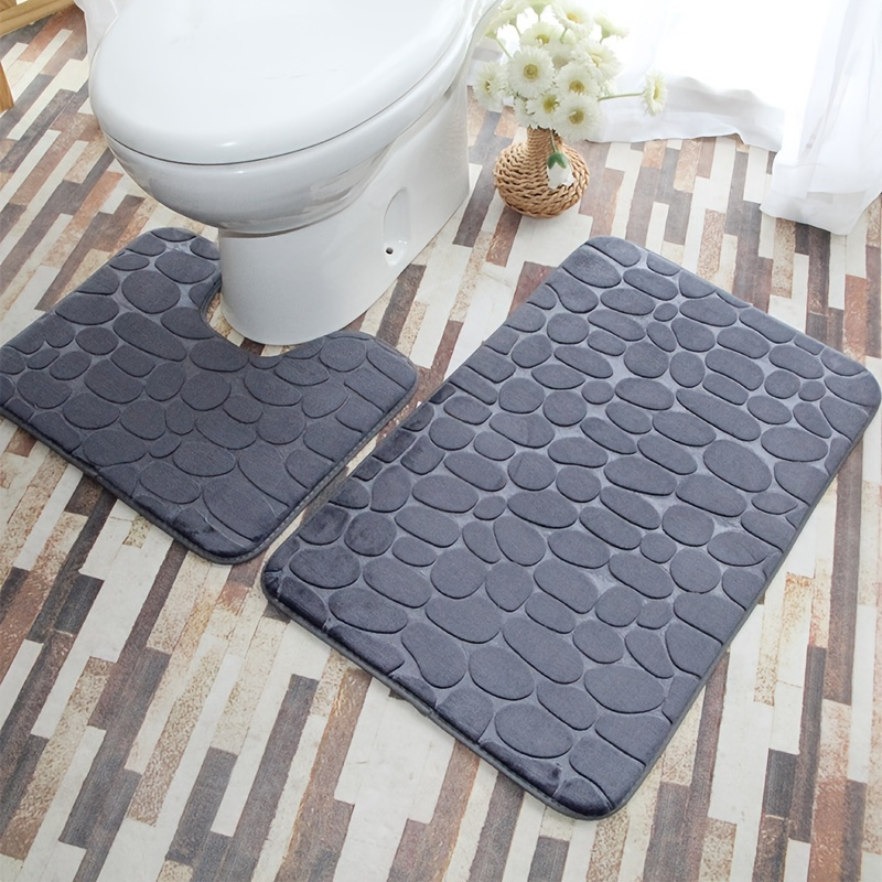 Pebble Pattern Bath Rug Flannel Soft Non slip Bath - Temu