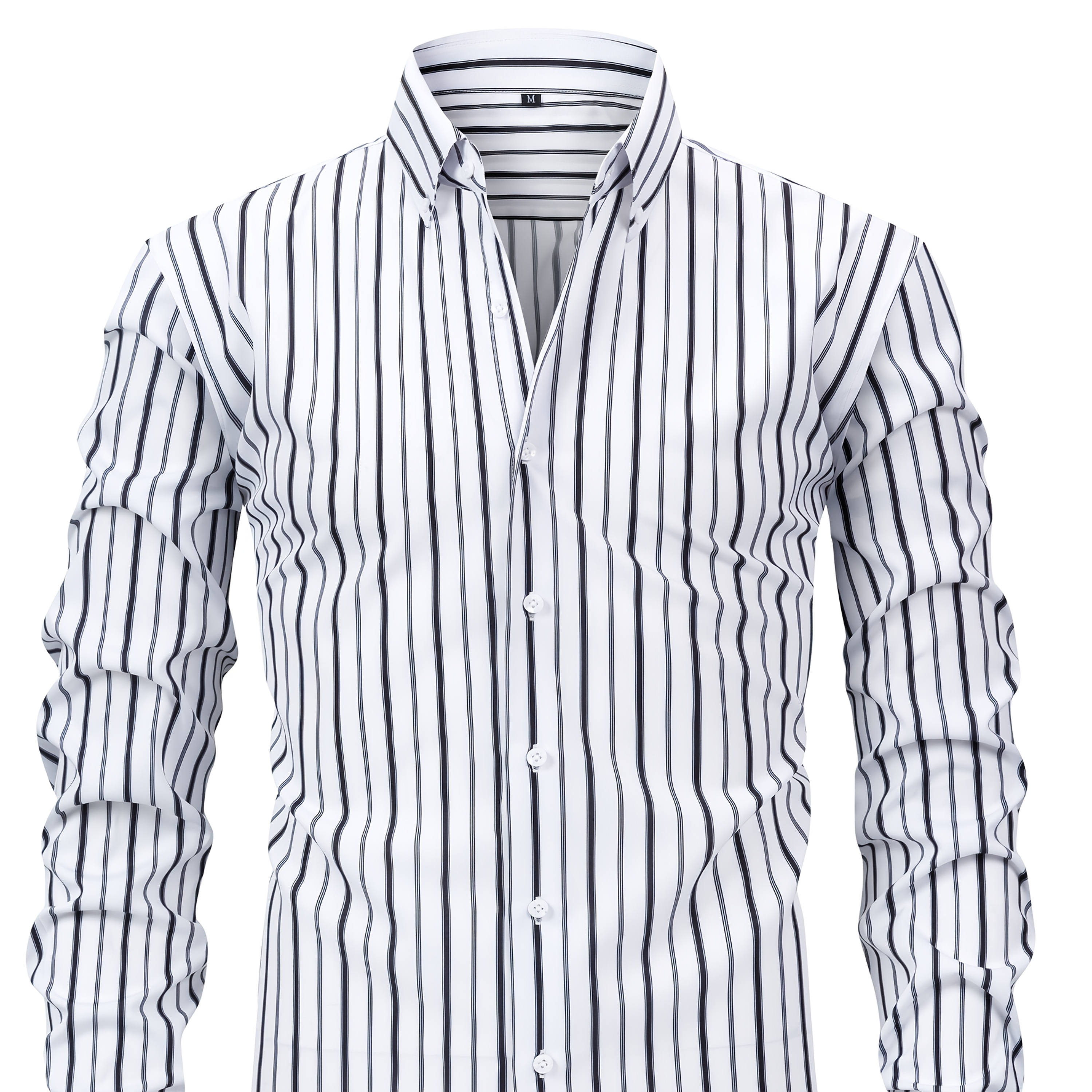 mens wrinkle resistant casual striped long sleeve dress Temu