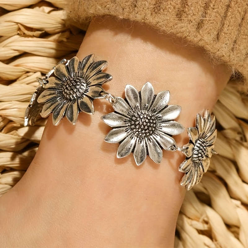 

Vintage Bohemian Sunflower Bracelet Boho Style Hand Jewelry Decor For Women