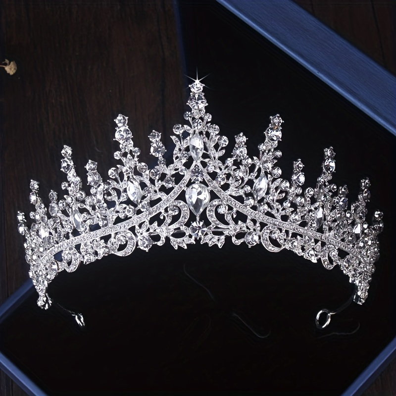 

Glamorous European-style Bridal Hair Accessories: Queen Crown Rhinestone Crown For Weddings, Photos & Performances