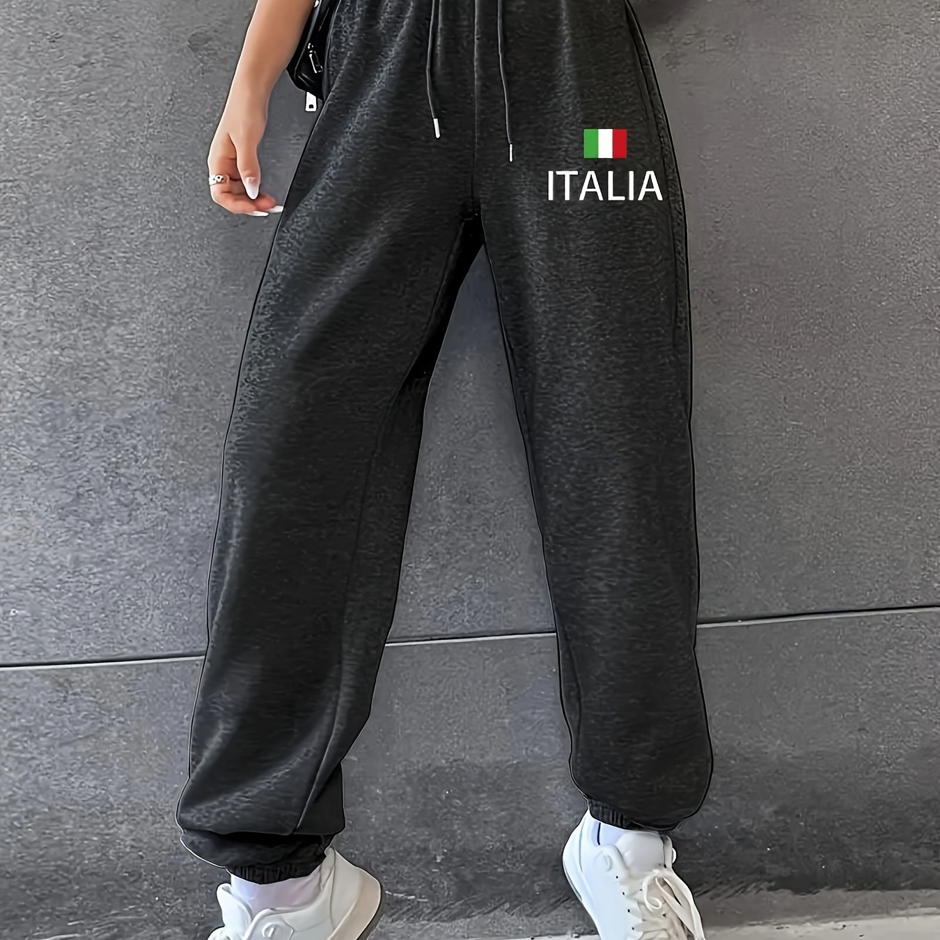 

Women's Italia Print Fashion Sweatpants, Casual Athletic Joggers With Pockets, High Waist Drawstring, Comfortable Loose Fit, Sporty Lounge Pants, Grey Heather – Perfect For Fitness & Leisure