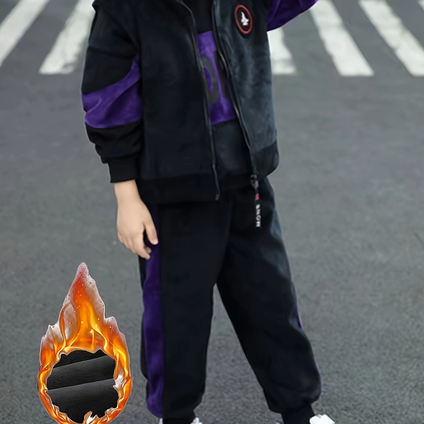 

3pcs Boy's Casual Thermal Hooded Outfit, Hoodie & Vest & Pants Set, Kid's Clothes For Fall Winter, As Gift