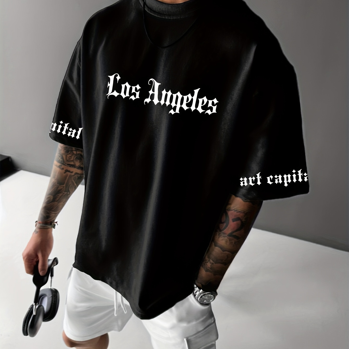 

T- Los Letter - , , Knit , Fit, Summer Patterned Tee For Men