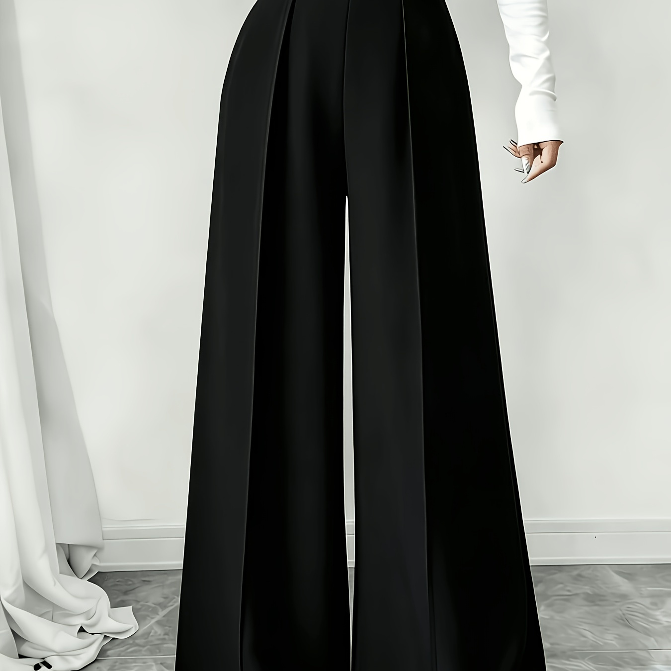 Women's Black Wide-Leg Palazzo Pants