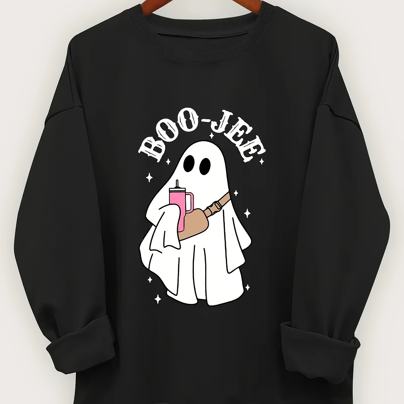 

Boo-jee! Print Long Sleeve Sweatshirt - Women's Casual Fall & Spring Fashion Hoodie