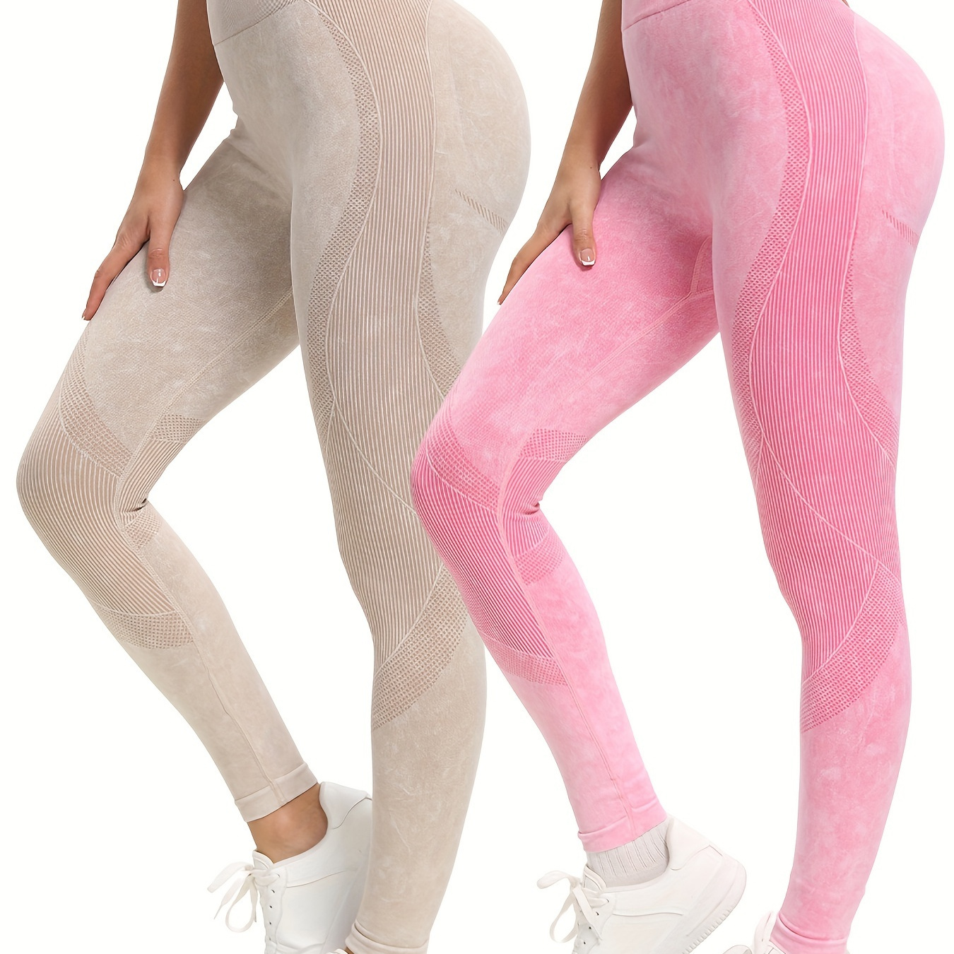 

2 Pack Women's High Waisted Sexy Butt Lifting Seamless Solid Color Yoga Leggings And Breathable Fitness Sports Pants For Activewear