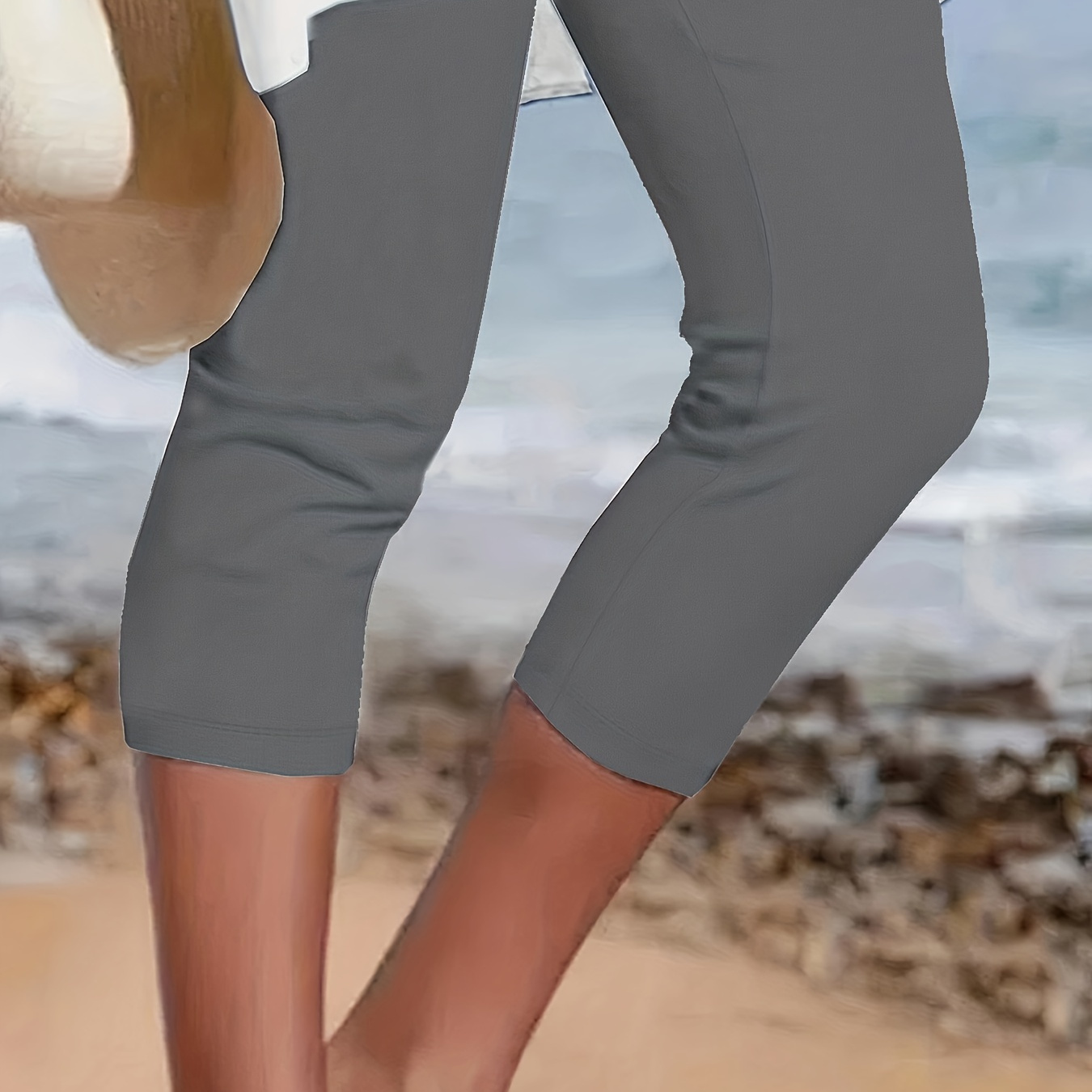 

Solid Simple Leggings, Casual Simple Versatile Capri Leggings, Women's Clothing