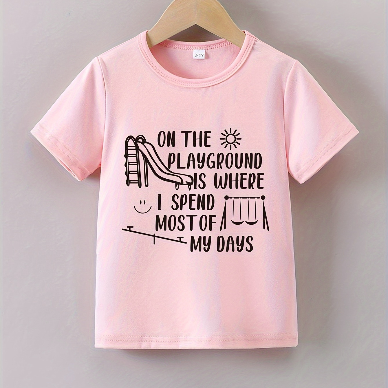 

Girls' Summer Short Sleeve "letter I Most Of On " Printed T-shirt