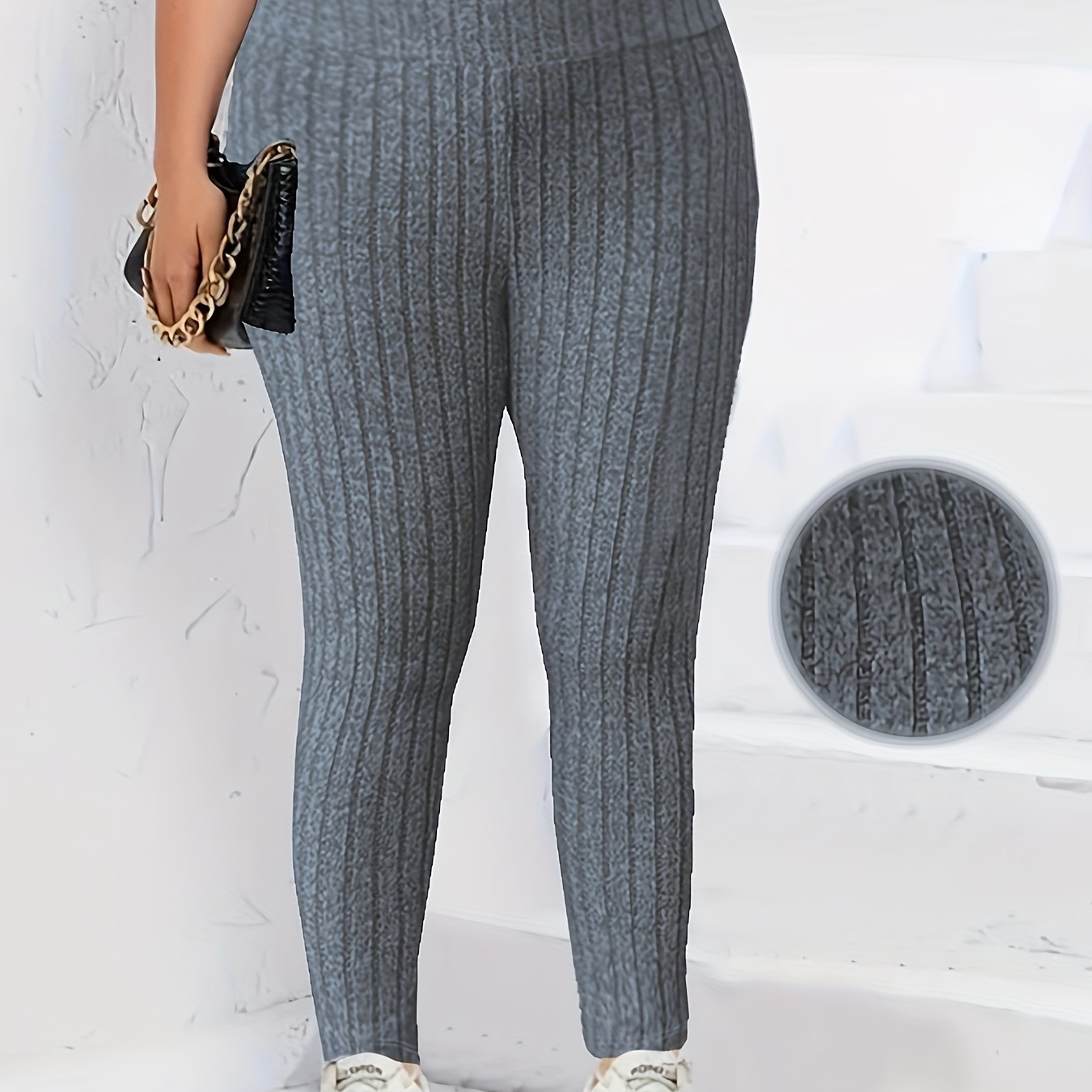 

Leggings taille élégants grandes tailles - unie, extensible, tissu tricoté, texture , toutes