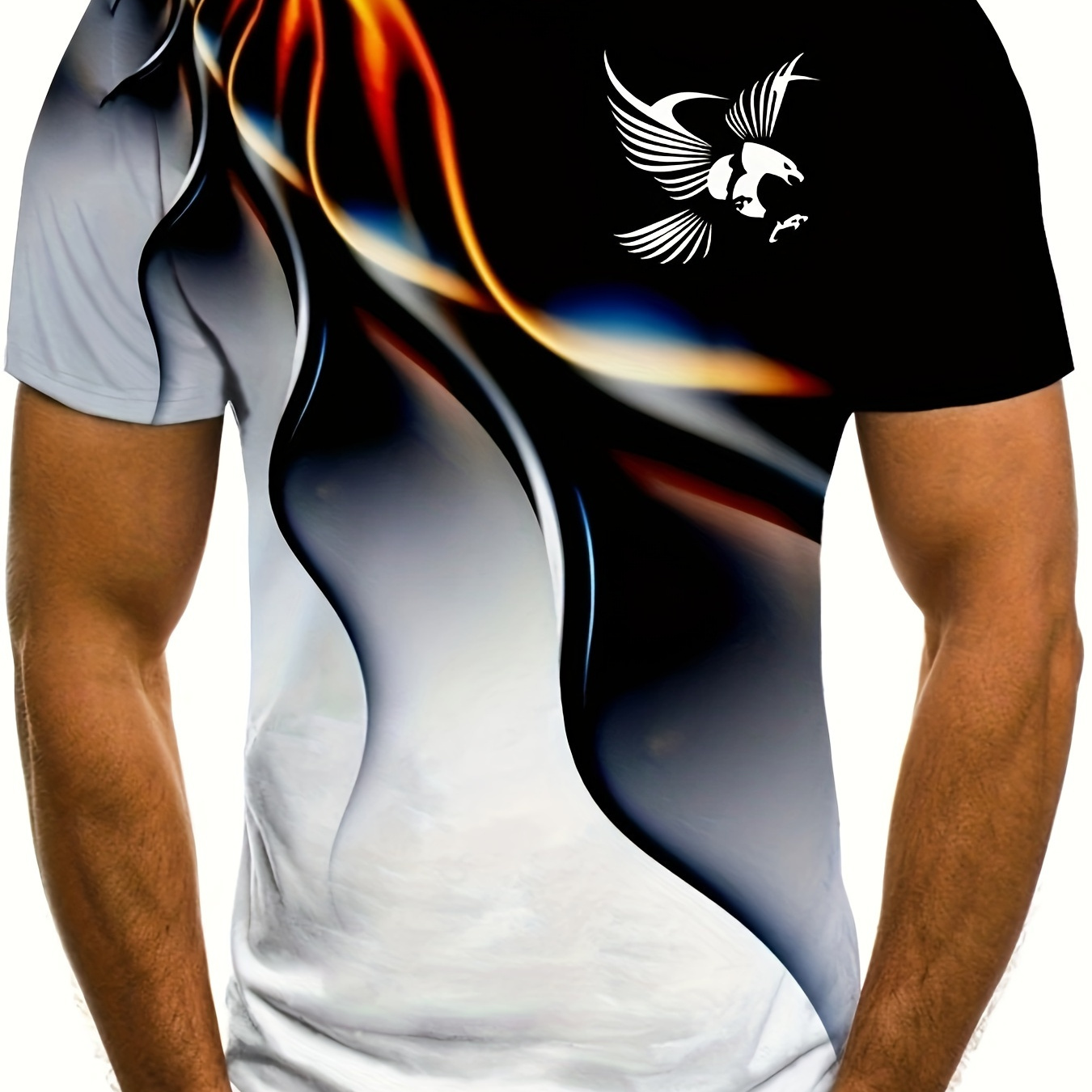 

Creative Gradient Pattern 3d Printed Crew Neck Short Sleeve T-shirt For Men, Casual Summer T-shirt For And Vacation Resorts