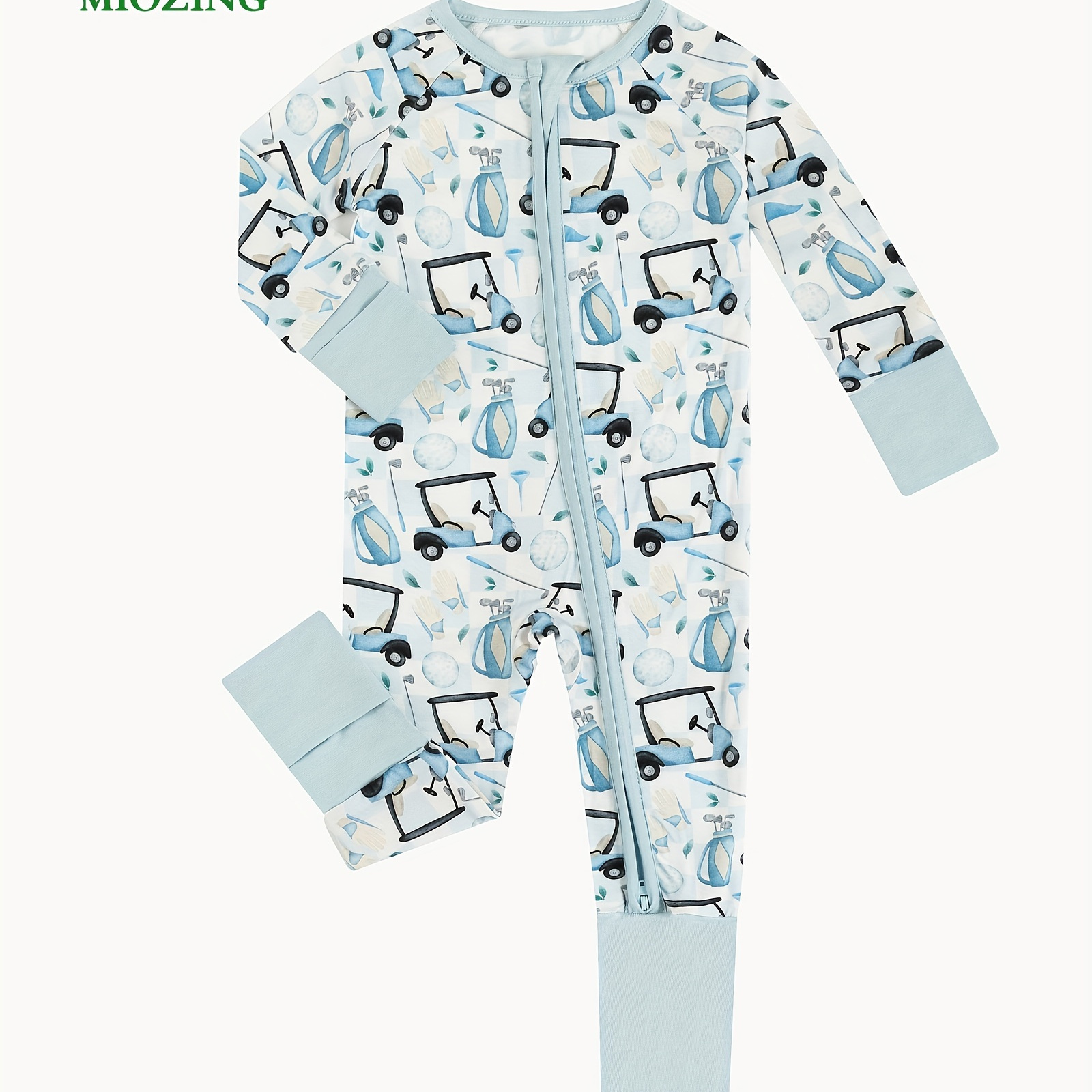 

Baby Boys Blue Music Notes Print Long Sleeve Zipper Romper - Soft Bamboo Fabric, Cute Style, Infant One-piece Outfit