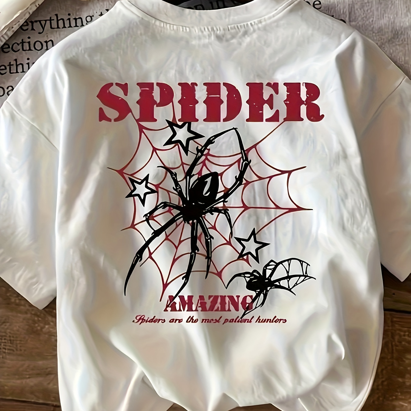 

Spider Print Round Neck Casual T-shirt For Women