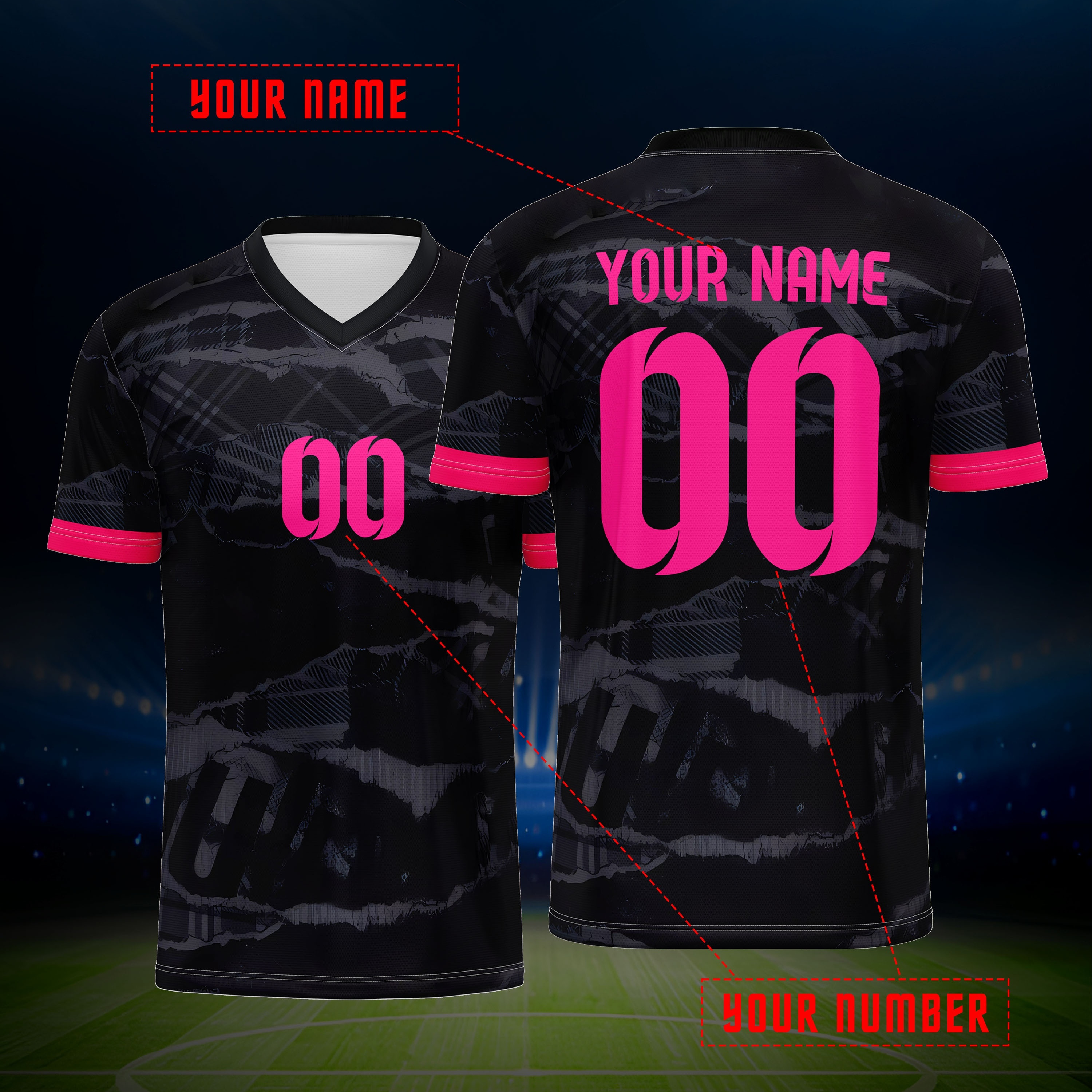 

Men's Custom Soccer Jersey With Mountain - Personalized Name & Number Printed V-neck Short Sleeve Sports Jersey, Breathable Athletic Top For Training, Fans, And Casual Wear, Outdoor Cloth