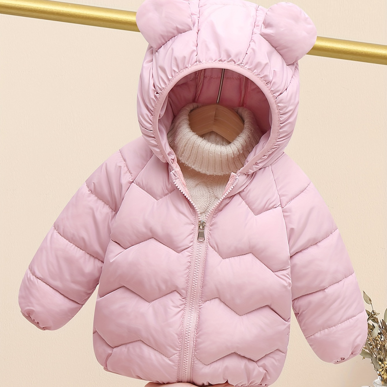 

Cute Baby Girls Thick Winter Jacket Warm Hooded Coat, Infant Toddler Girl's Cute Ear Hooded Jacket Toddler Clothes