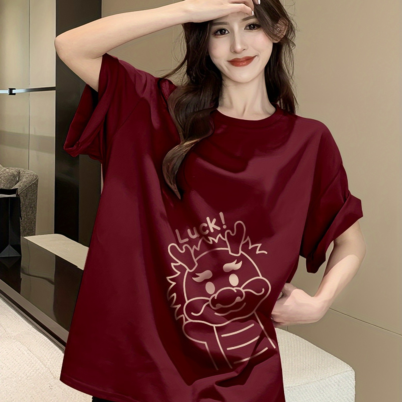 

Graphic Print Crew Neck T-shirt, Short Sleeve Casual Top For Summer & Spring, Women's Clothing