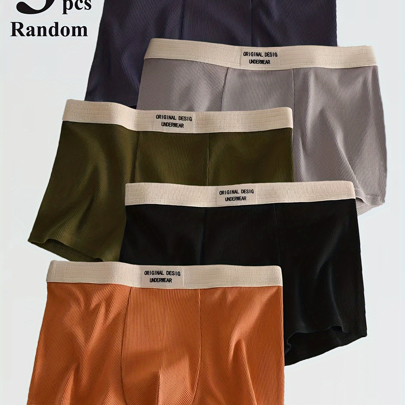 

Lot de 3 boxers pour homme, couleur unie, polyester, mi-élastique, respirant, pour , confortable.