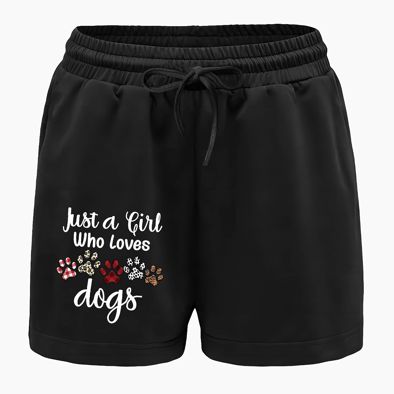 

Paw Print Drawstring Shorts, Casual Shorts For Spring & Summer, Women's Clothing