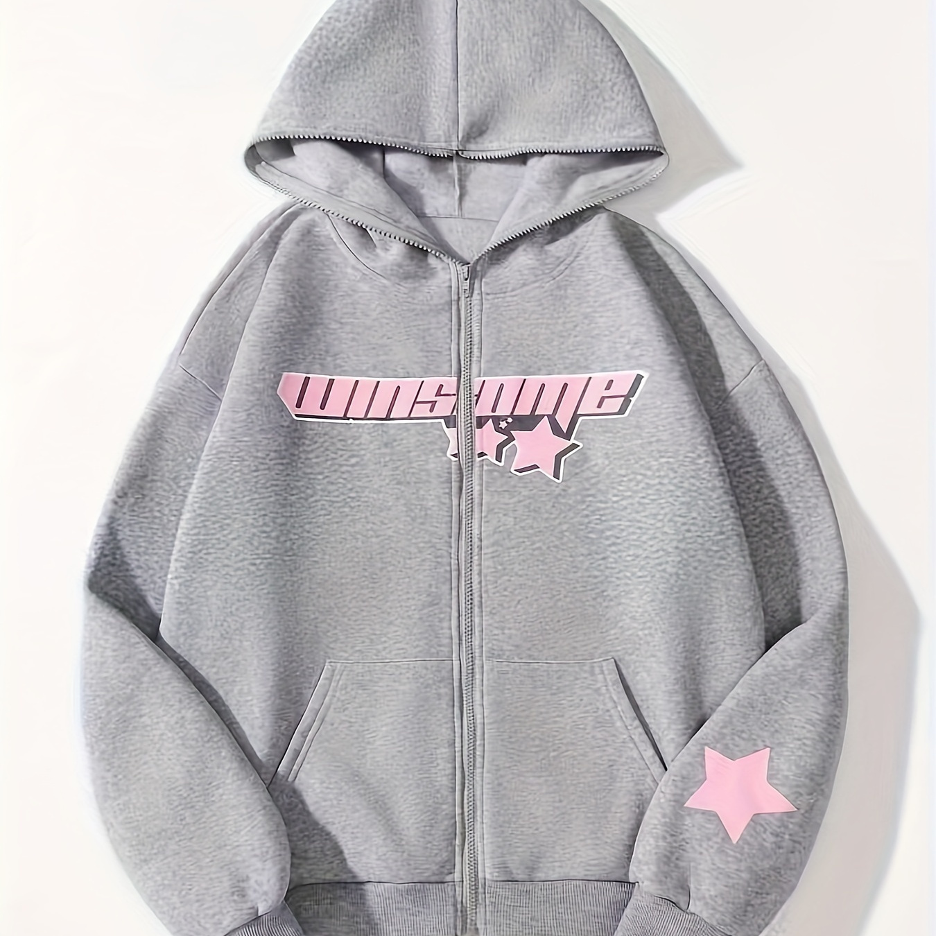 

Tween Girls And Letter Print Fleece-lined Sports Hoodie Jacket, Casual Zip-up Sweatshirt For Outdoor