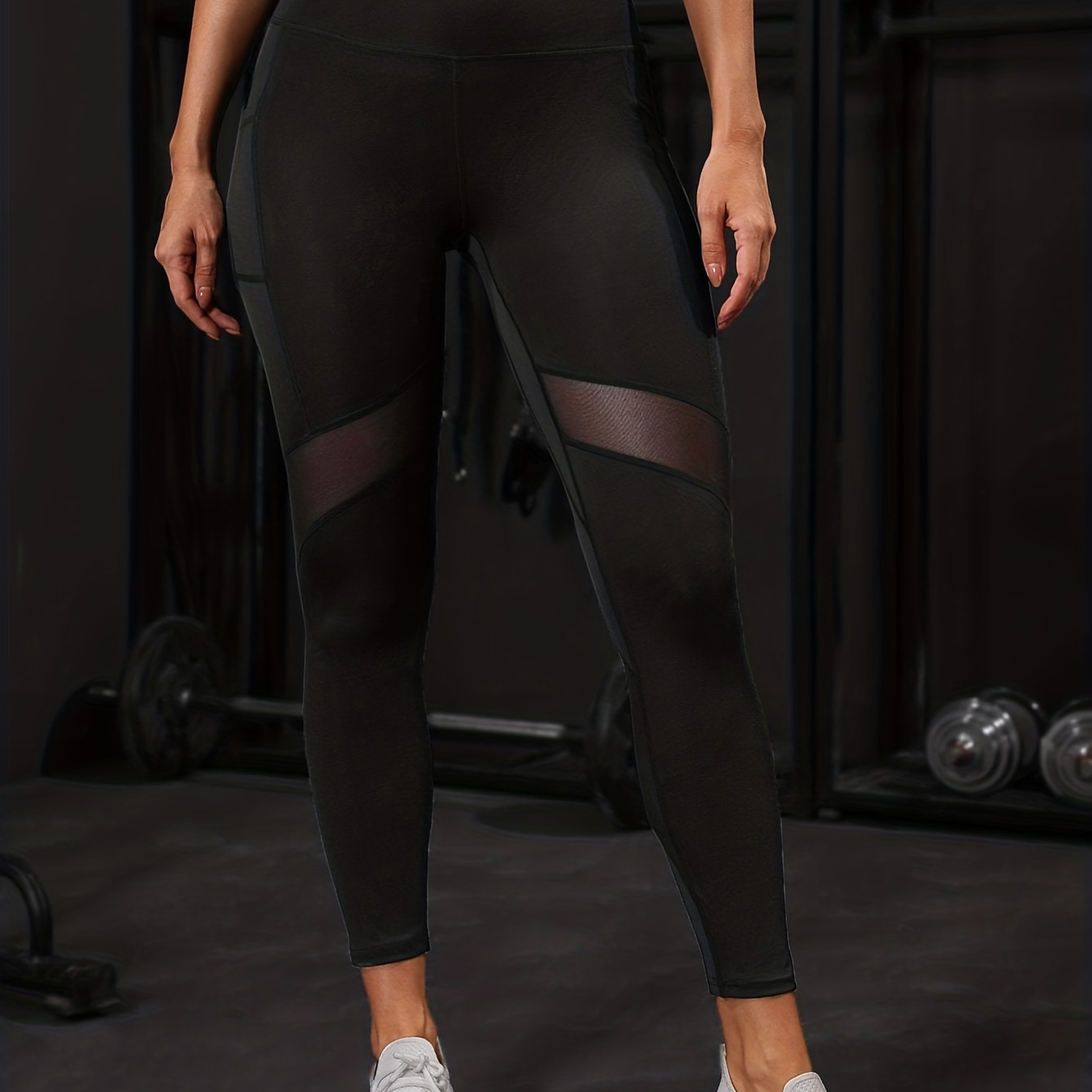 

Women's Classic Black Spliced Mesh Sports Yoga Leggings - Sexy Tight-fitting & Stretchy For Maximum Comfort!