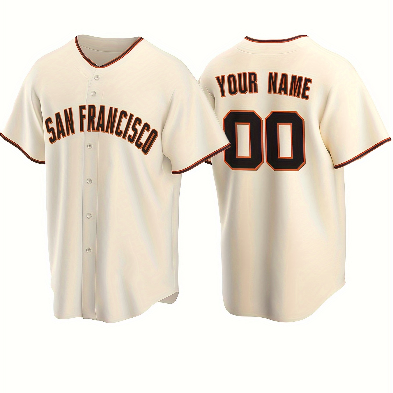 

Customized Name And Number Design, Men's San Francisco Embroidery Short Sleeve Loose Breathable V-neck Baseball Jersey, Sports Shirt For Team Training