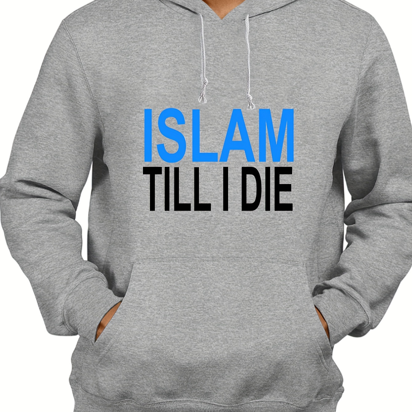 

Men's Islam Till I Die Print Hoodie, Casual Slightly Stretch Breathable Hooded Sweatshirt For Fall Winter Outdoor, Gift For Men