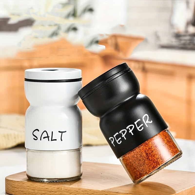 Salt and Pepper Shakers Set,4 oz Glass Bottom Salt Pepper Shaker with  Stainless Steel Lid for Kitchen Gadgets Cooking Table, RV, Camp,BBQ  Refillable